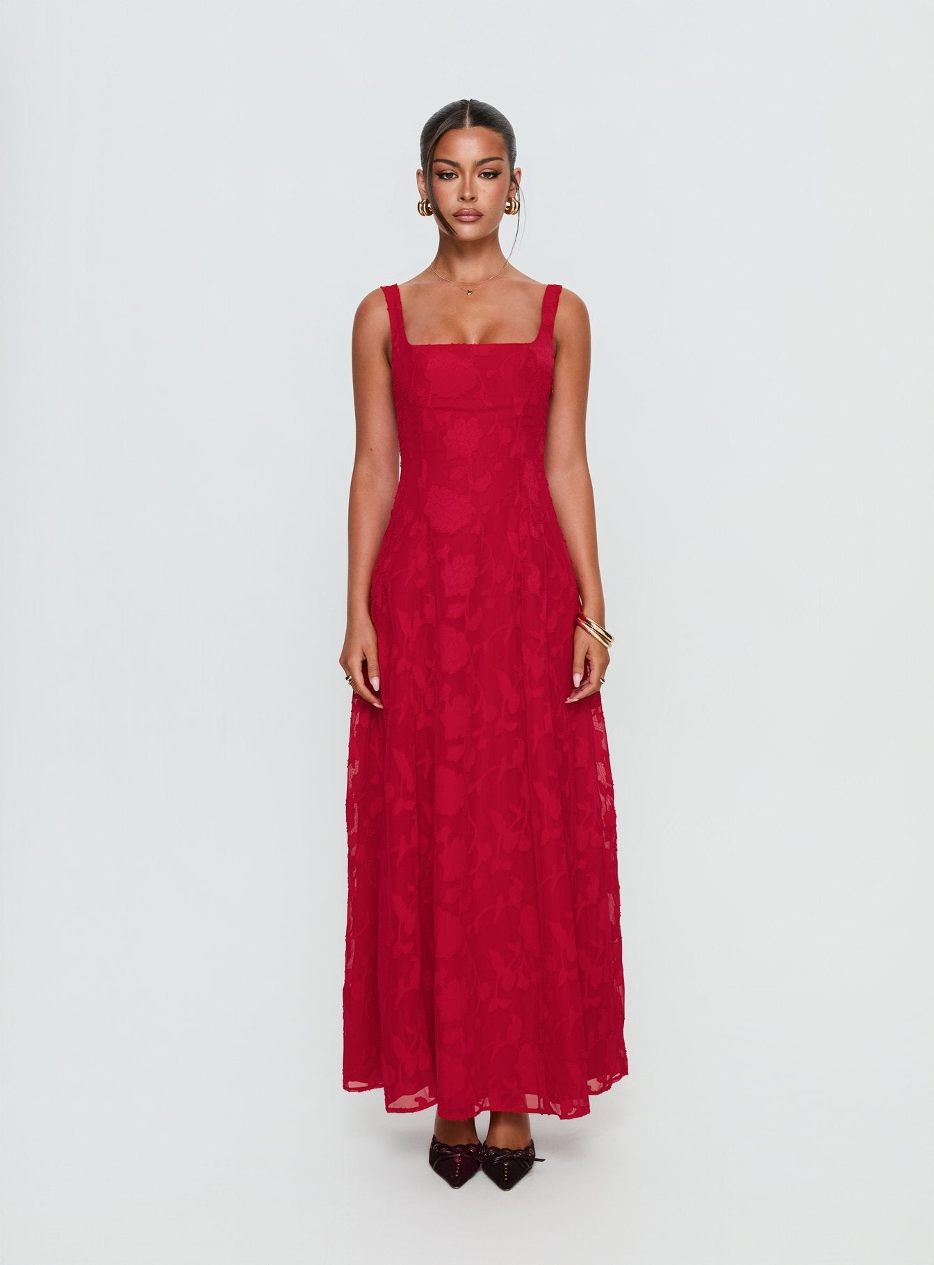 Margaux Burnout Maxi Dress Red - Image 6