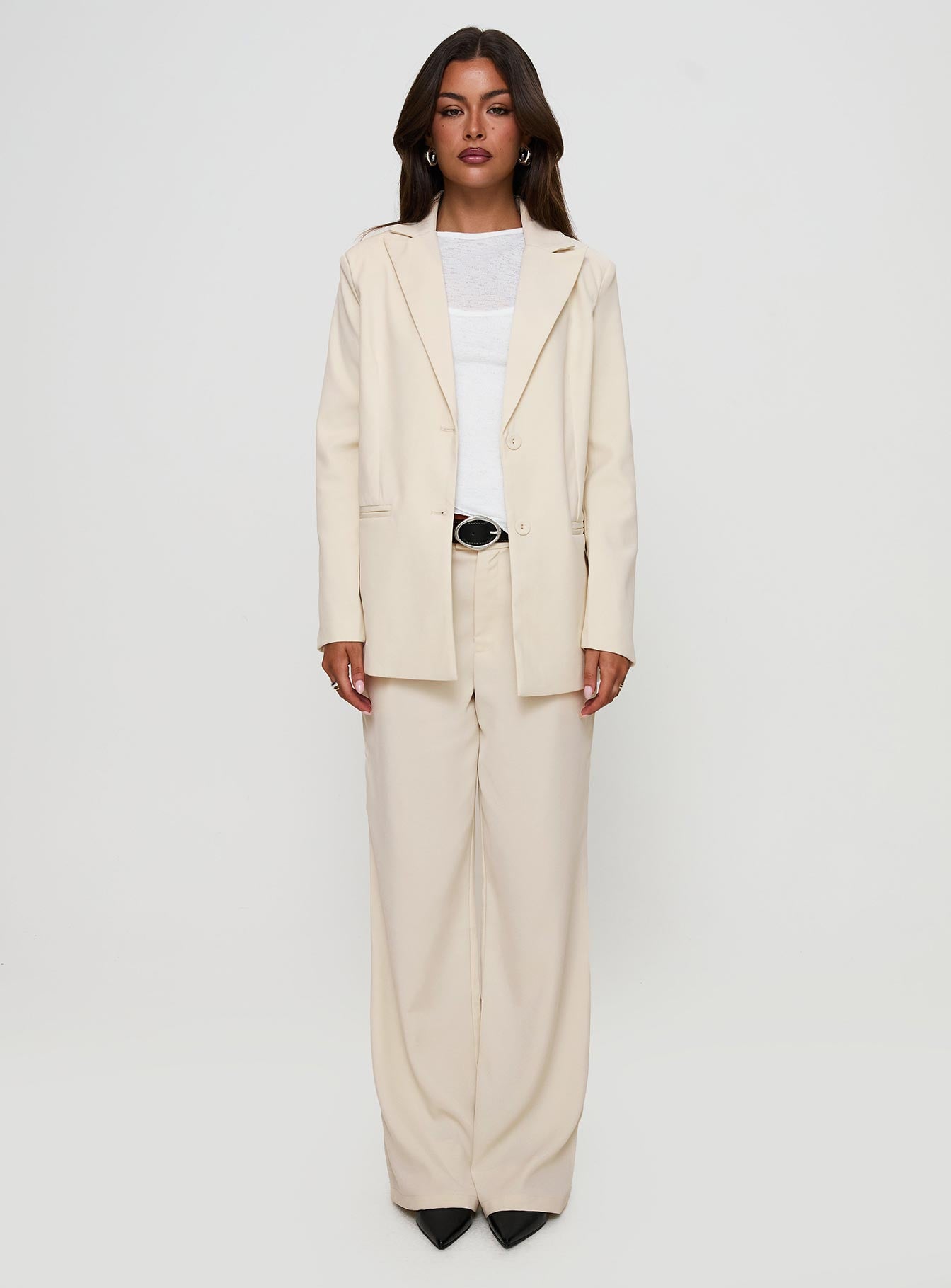 Crowd Pleaser Oversized Blazer Cream - Image 7