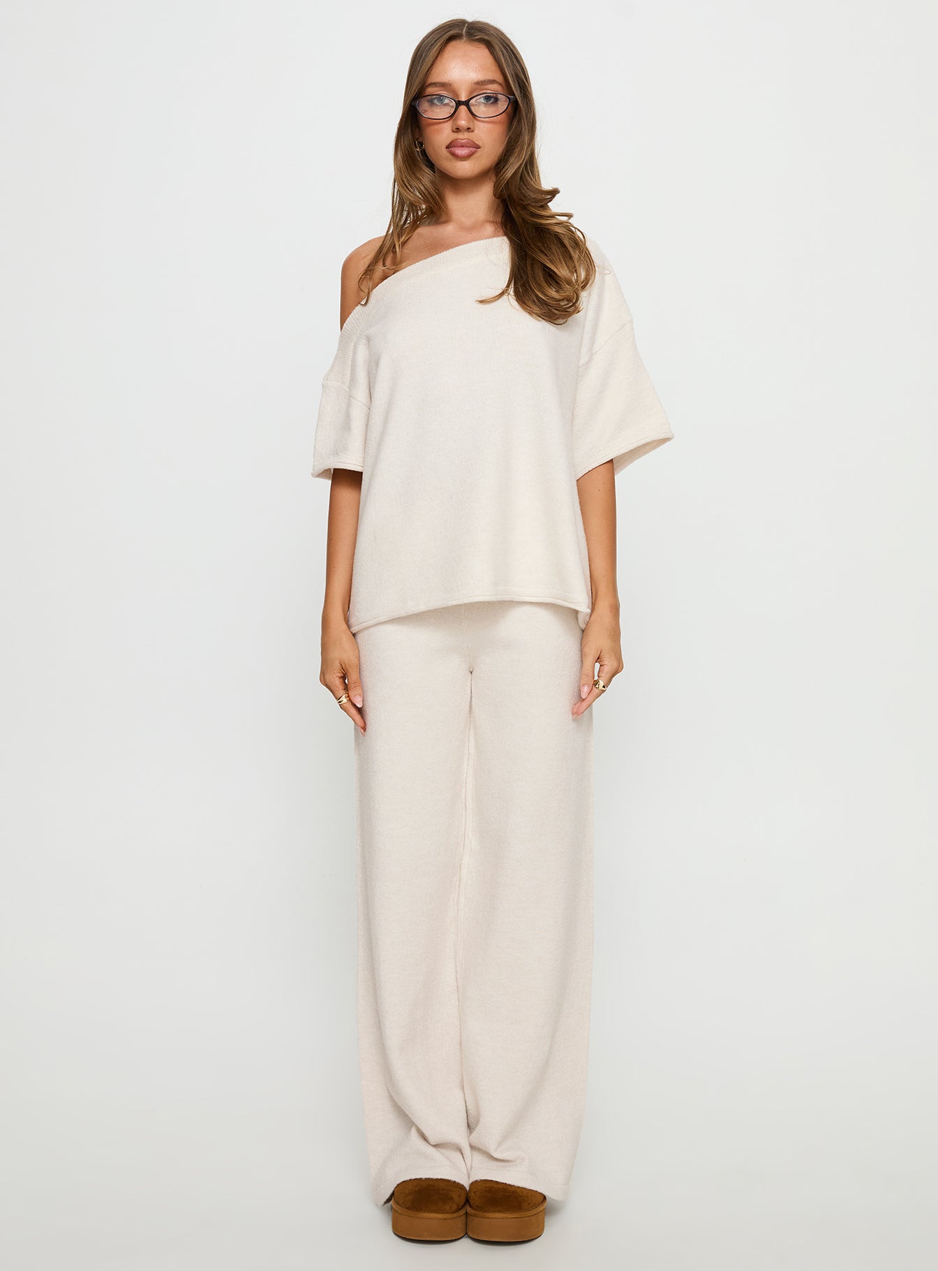 Bekki Wide Leg Knit Pant Oat - Image 7