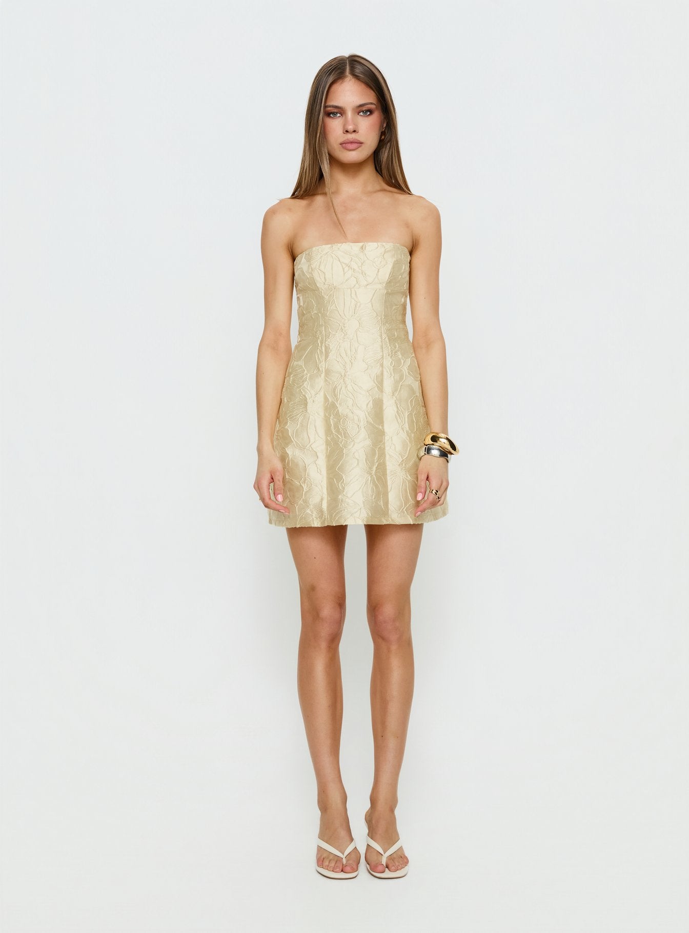 Cross Your Heart Strapless Mini Dress Lemon - Image 6
