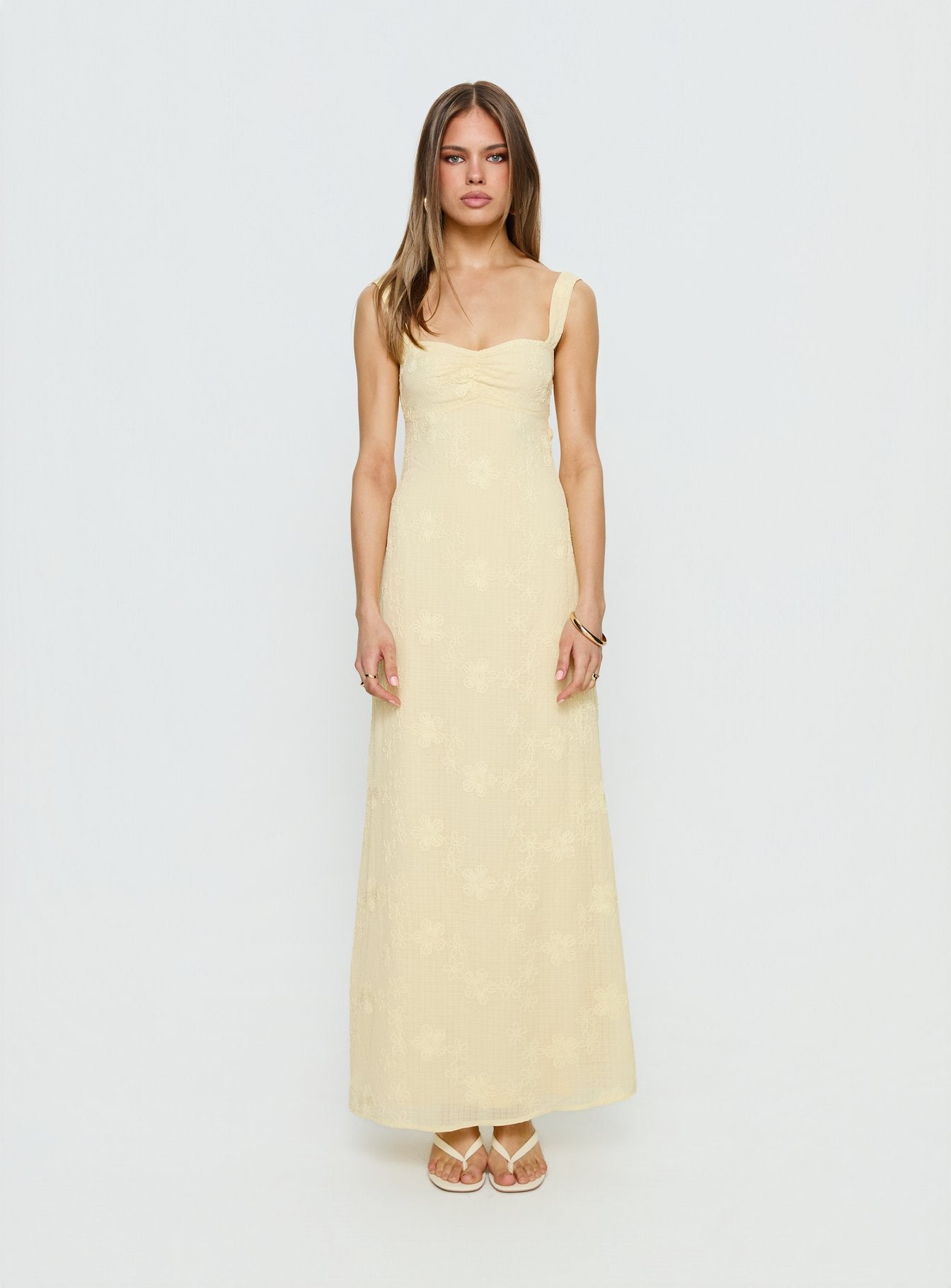 Maisone Broderie Maxi Dress Lemon - Image 6