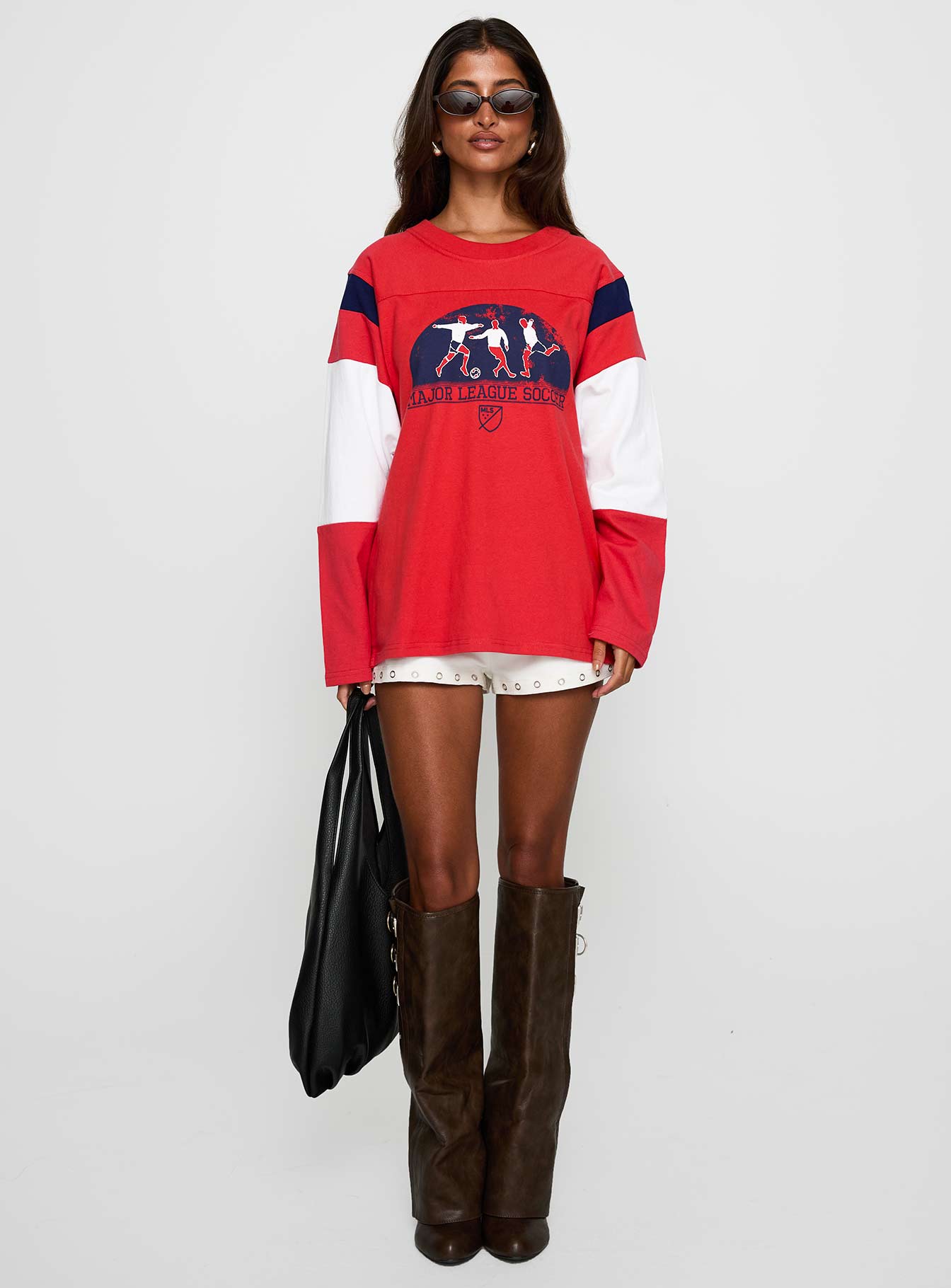 Mls 96 Retro Oversized Long Sleeve Top Red - Image 7