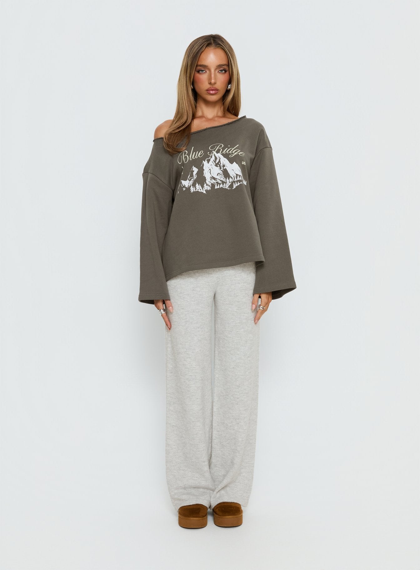 Bekki Wide Leg Knit Pant Grey Marle - Image 7