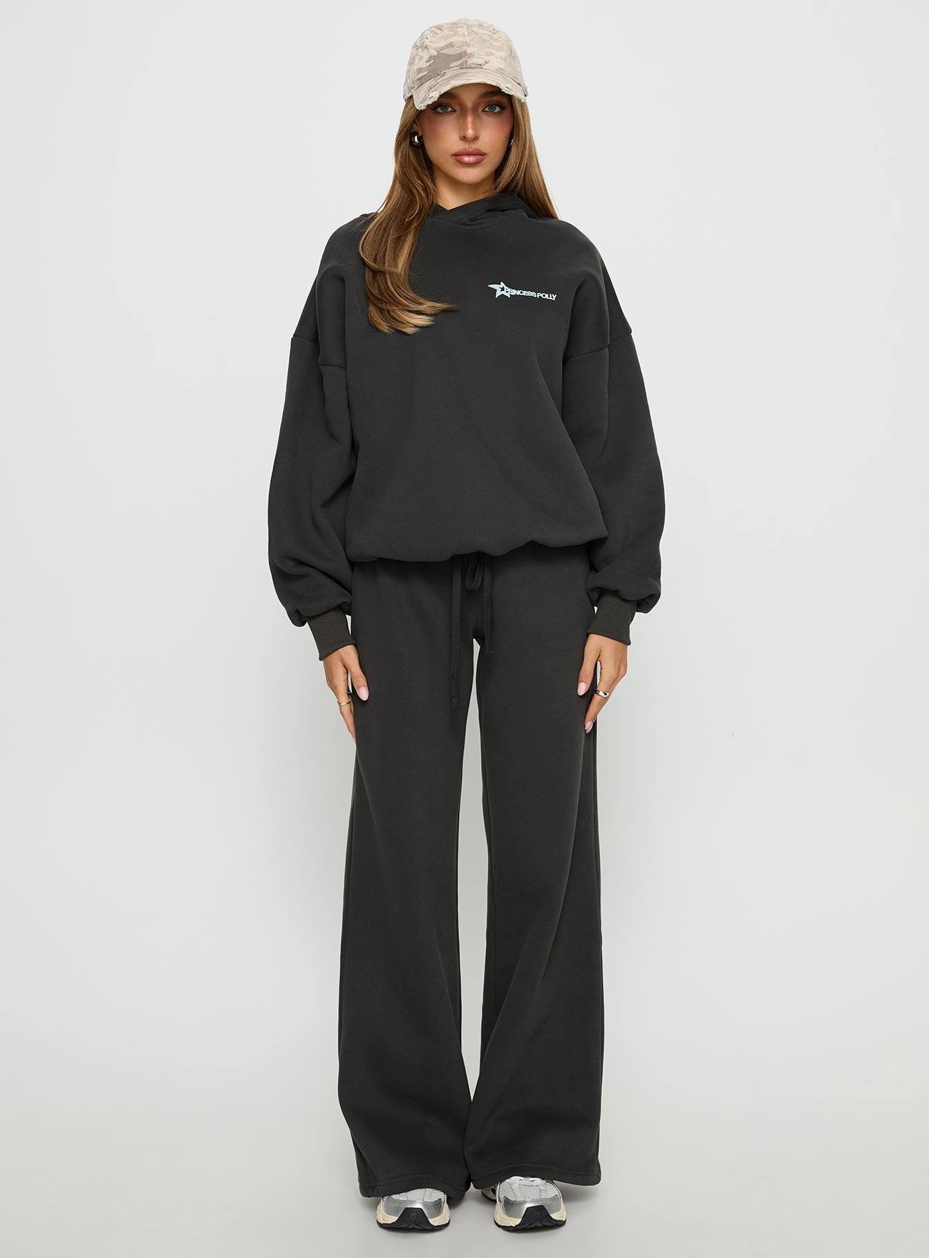 Princess Polly Stargirl Wide Leg Sweat Pants Charcoal - Image 7