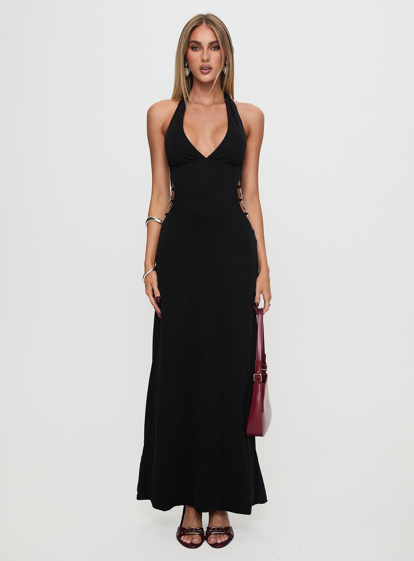 Make A Fortune Hardware Halter Maxi Dress Black - Image 7