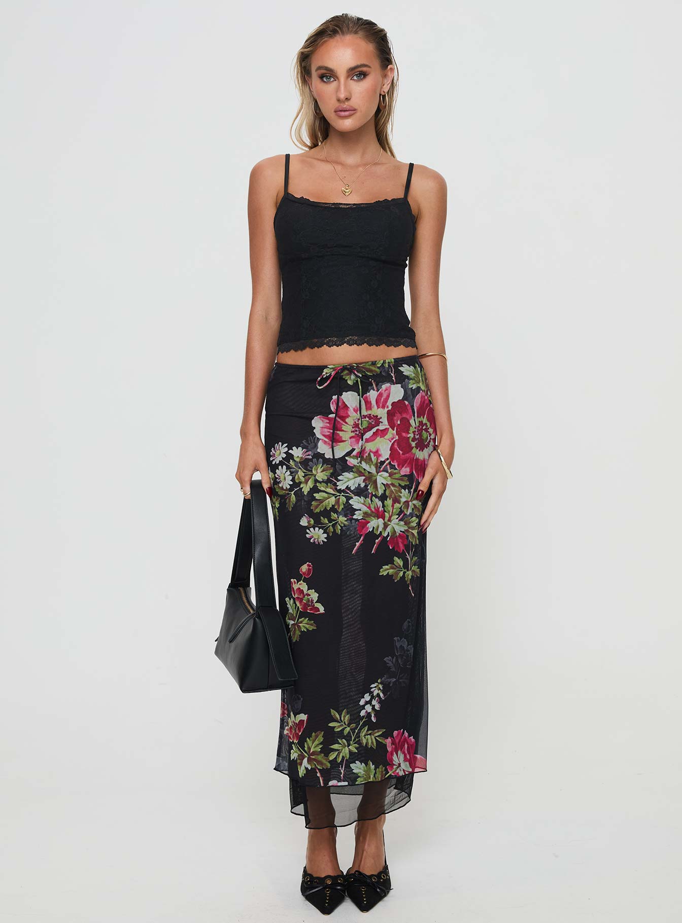 Paganio Maxi Skirt Black Floral - Image 8