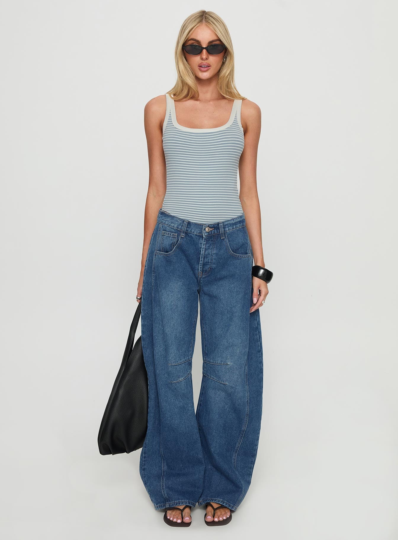Normana Mid Rise Cropped Barrel Jeans Mid Blue Wash - Image 8