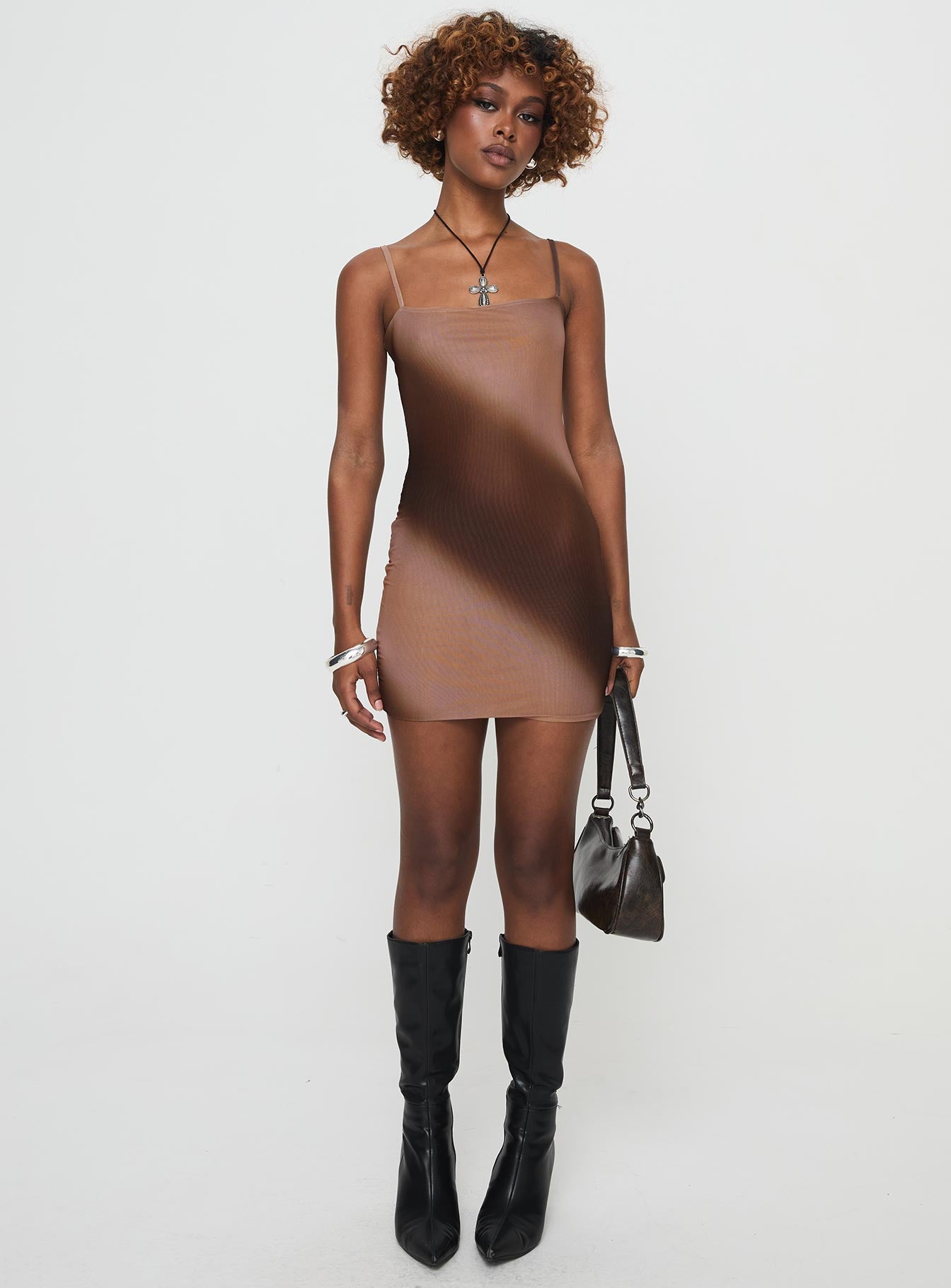 Cullen Mini Dress Chocolate - Image 6