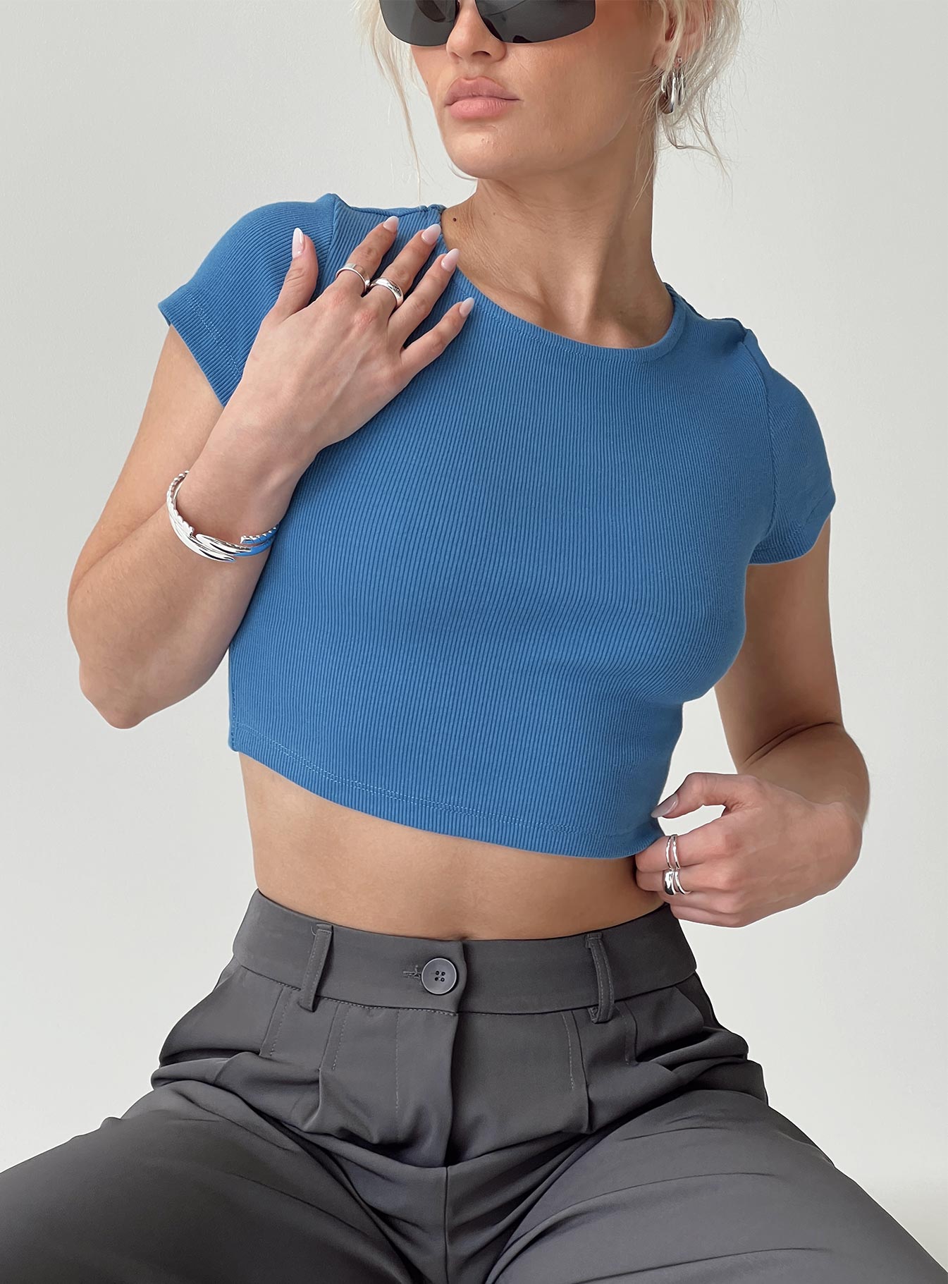 Classic Crop Tee Blue - Image 9