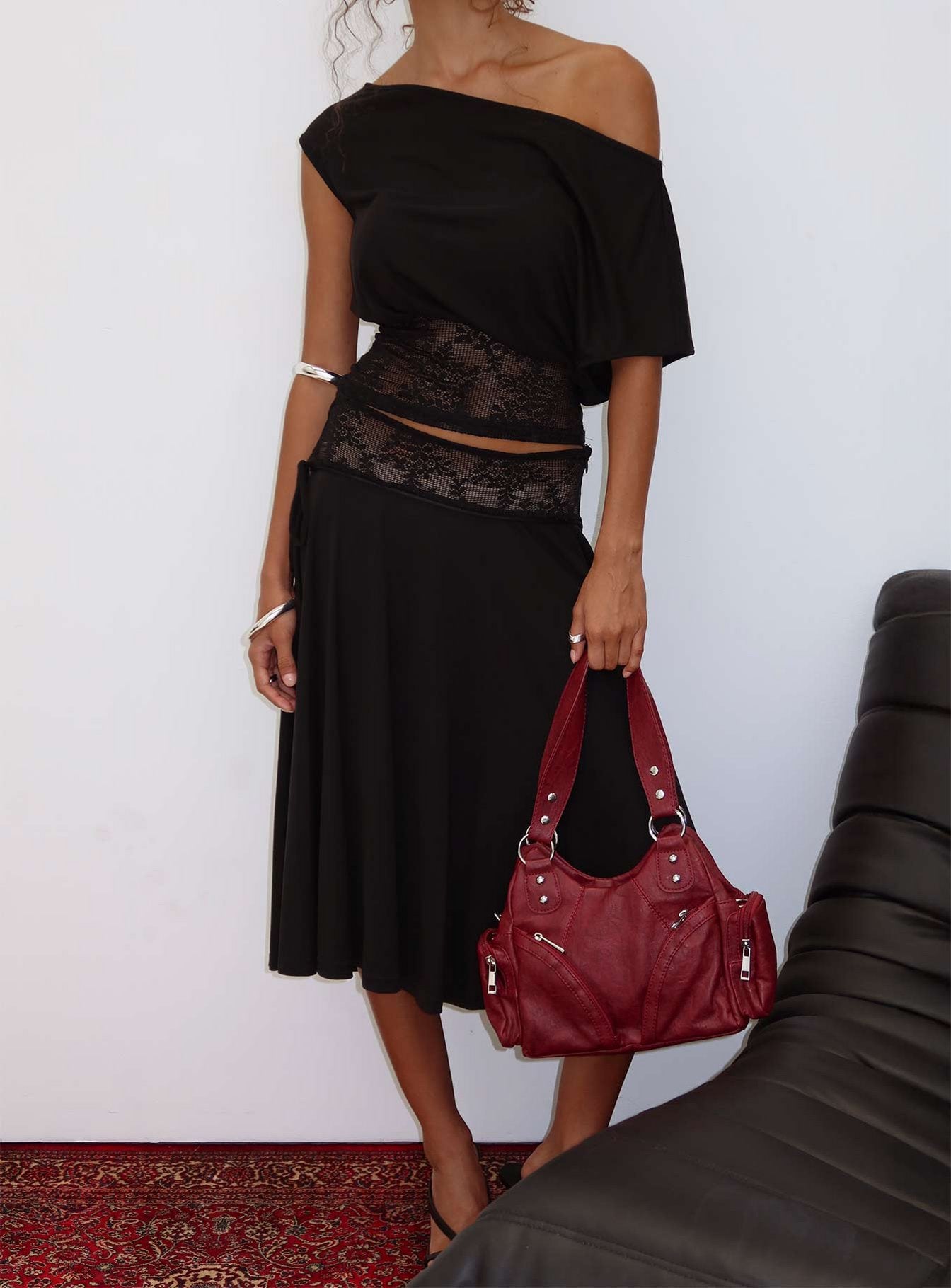 Marienna Lace Midi Skirt Black - Image 8