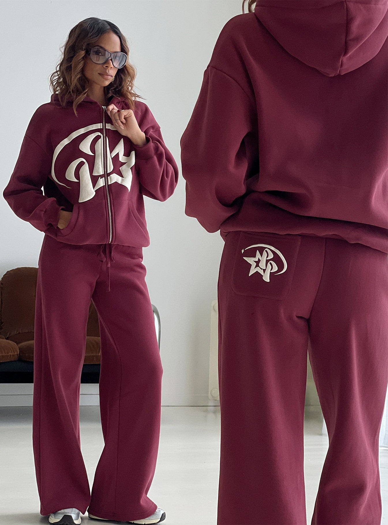 Princess Polly Stargirl Zip Through Jumper Burgundy - Image 8