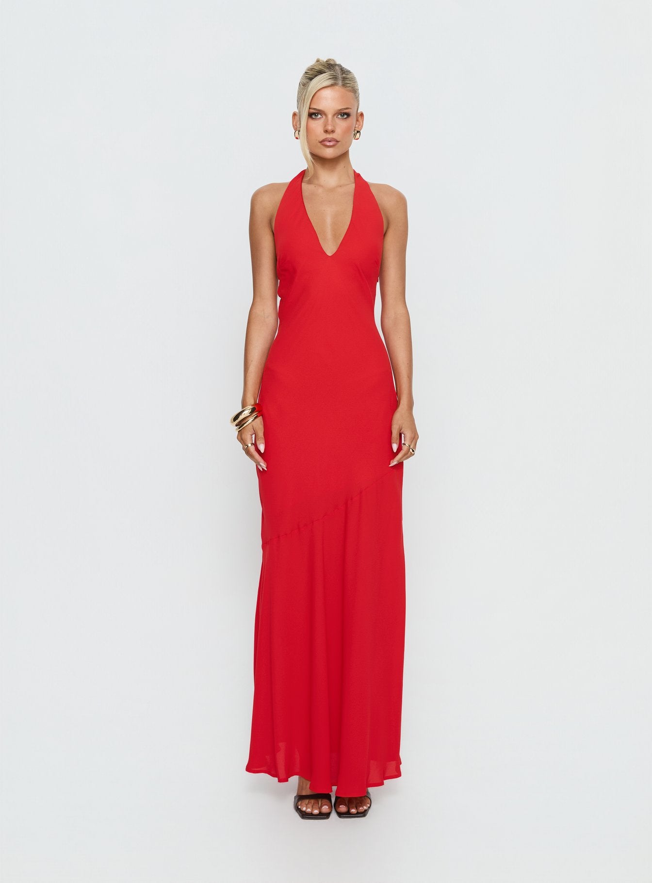 Luannie Halter Scarf Tie Maxi Dress Red - Image 8