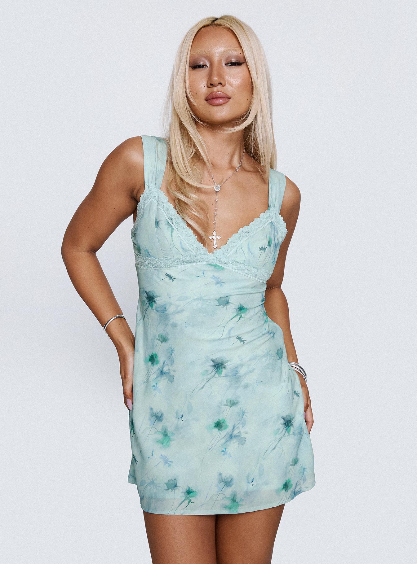 Love Beckons Mini Dress Blue Floral - Image 8