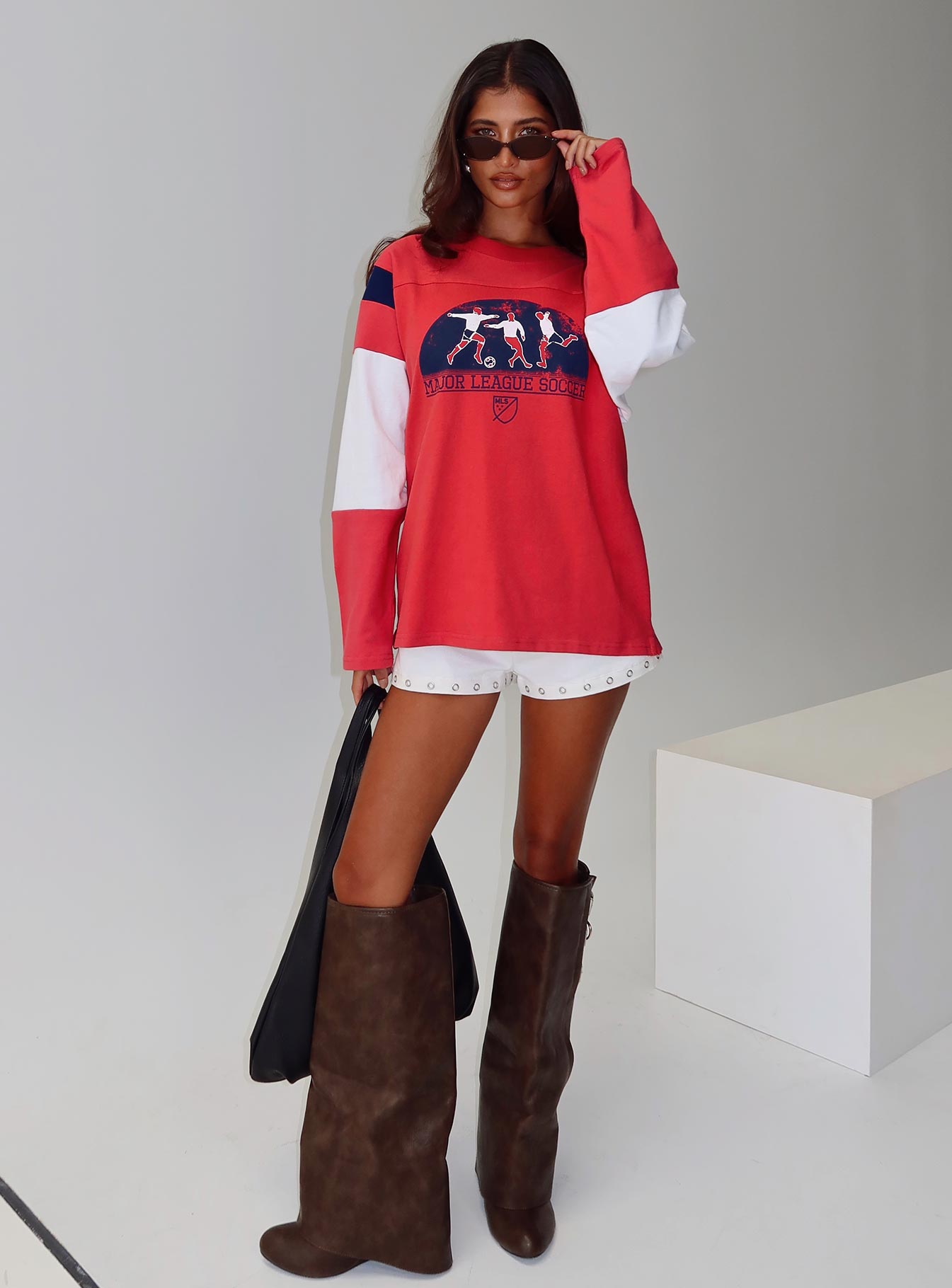 Mls 96 Retro Oversized Long Sleeve Top Red - Image 8
