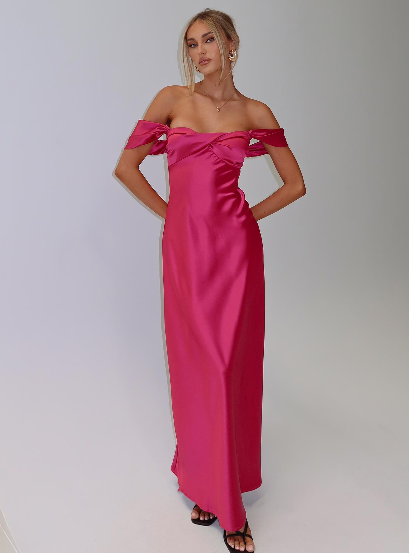 Live For You Off The Shoulder Maxi Dress Hot Pink - Image 8