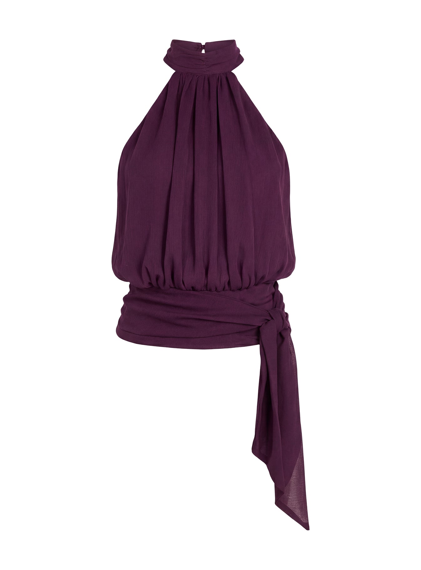 Faythe High Neck Tie Top Berry - Image 13