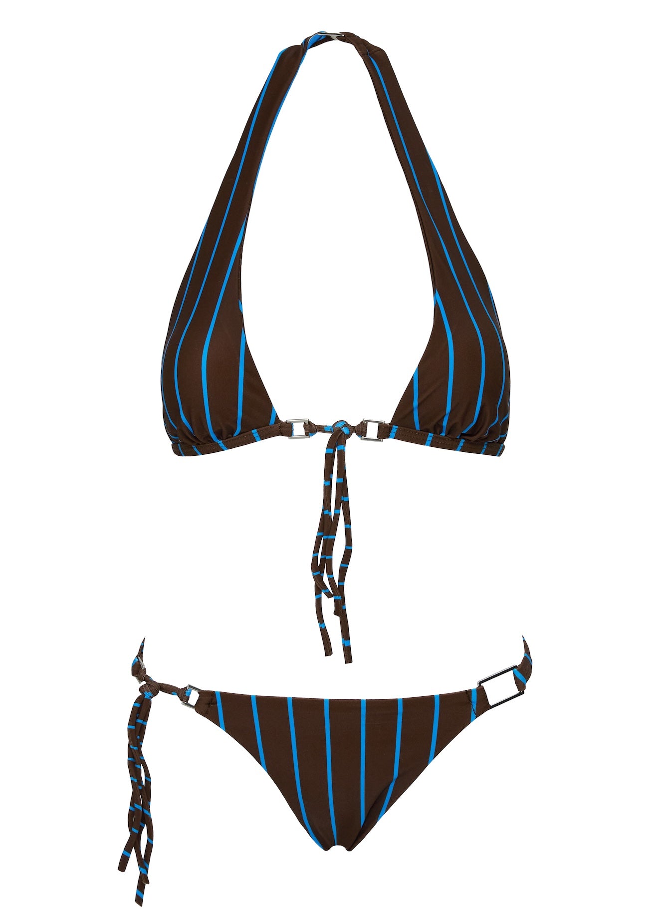 Janessa Hardware Tie Side Bikini Bottoms Brown / Blue Stripe - Image 5