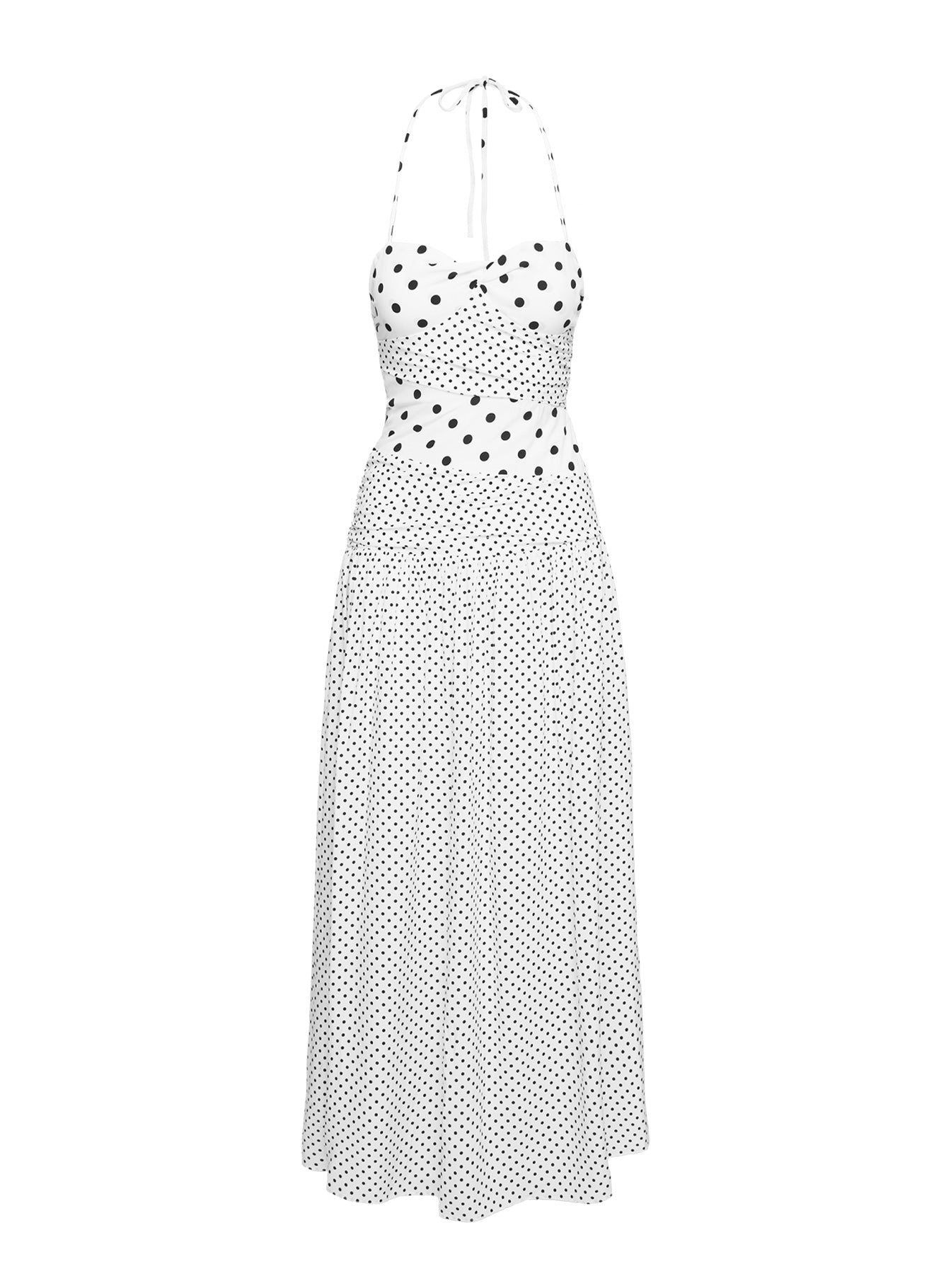 Marguerite Halter Maxi Dress White Polka Petite - Image 5