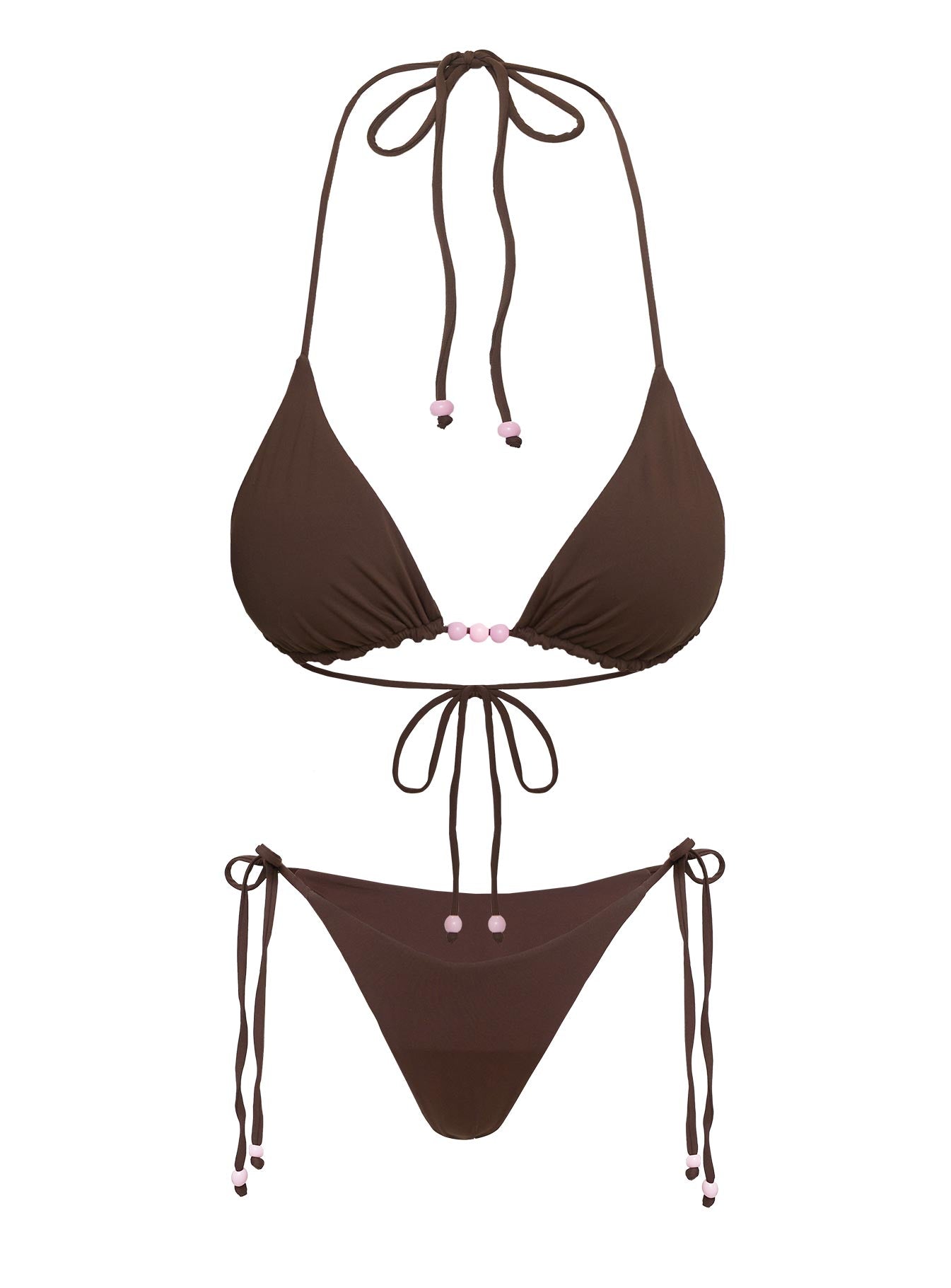 Nevaeh Beaded Triangle Bikini Top Brown - Image 5