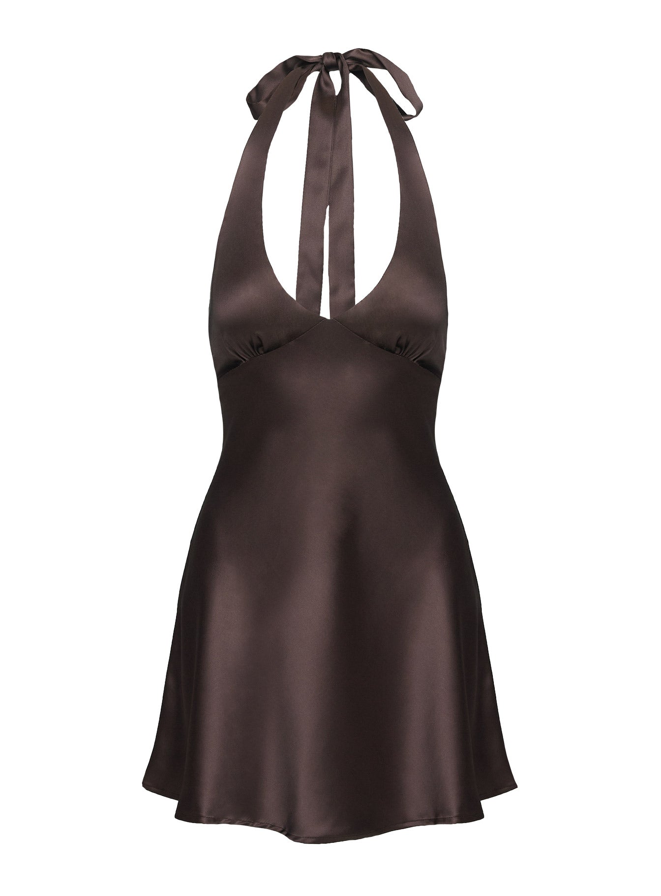 Pelagia Halter Scarf Tie Mini Dress Brown Petite - Image 6