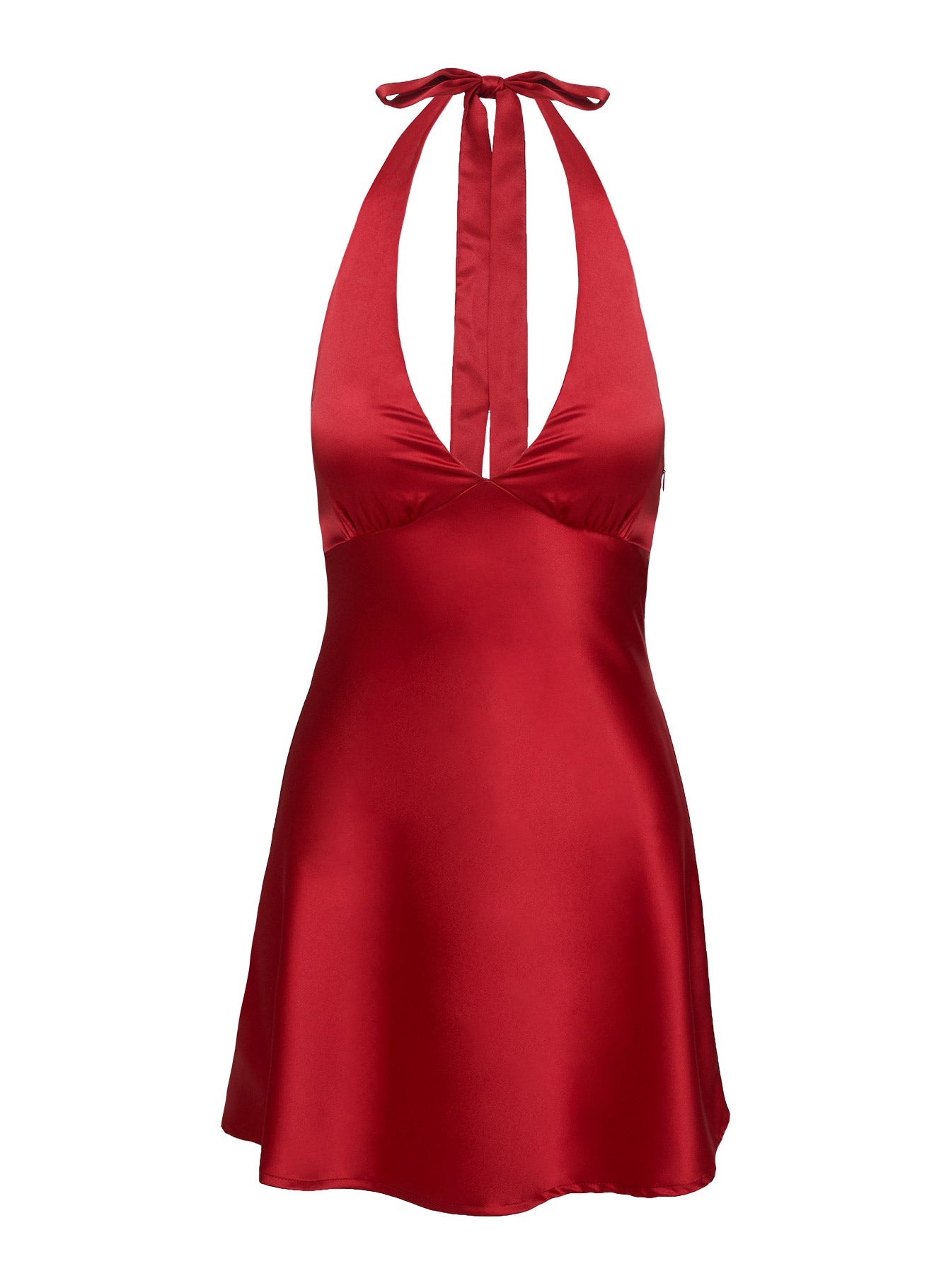 Pelagia Halter Scarf Tie Mini Dress Red - Image 6