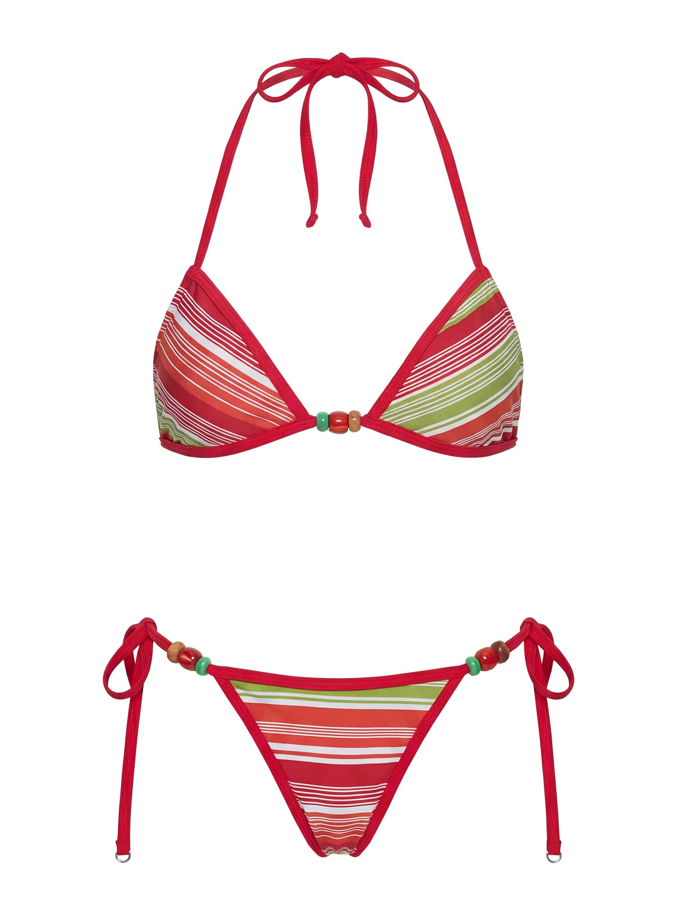 Beasley Tie Side Bikini Bottoms Red / Green Stripe - Image 5