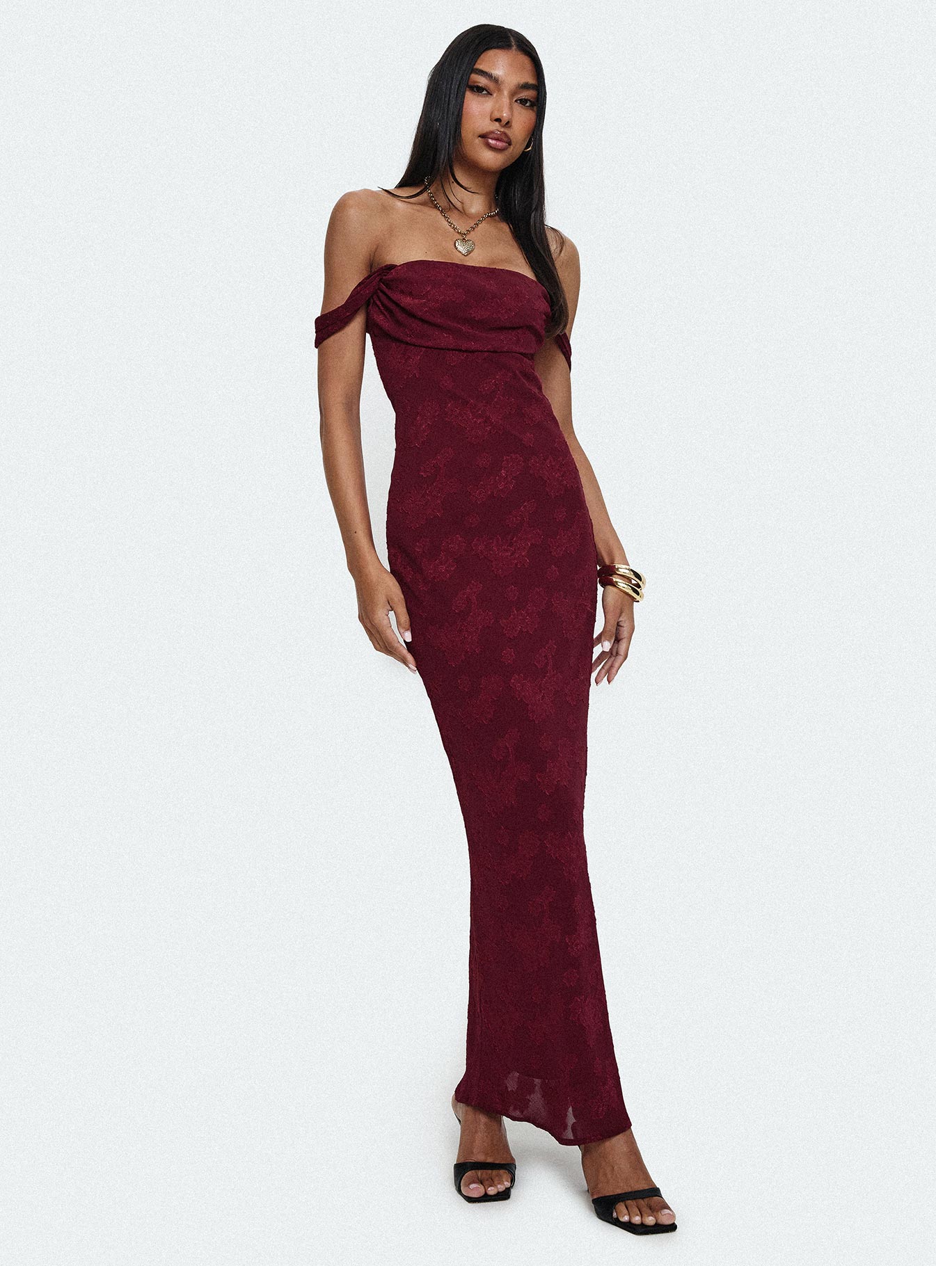 Alternative view of Azura Off The Shoulder Maxi Dress Burgundy