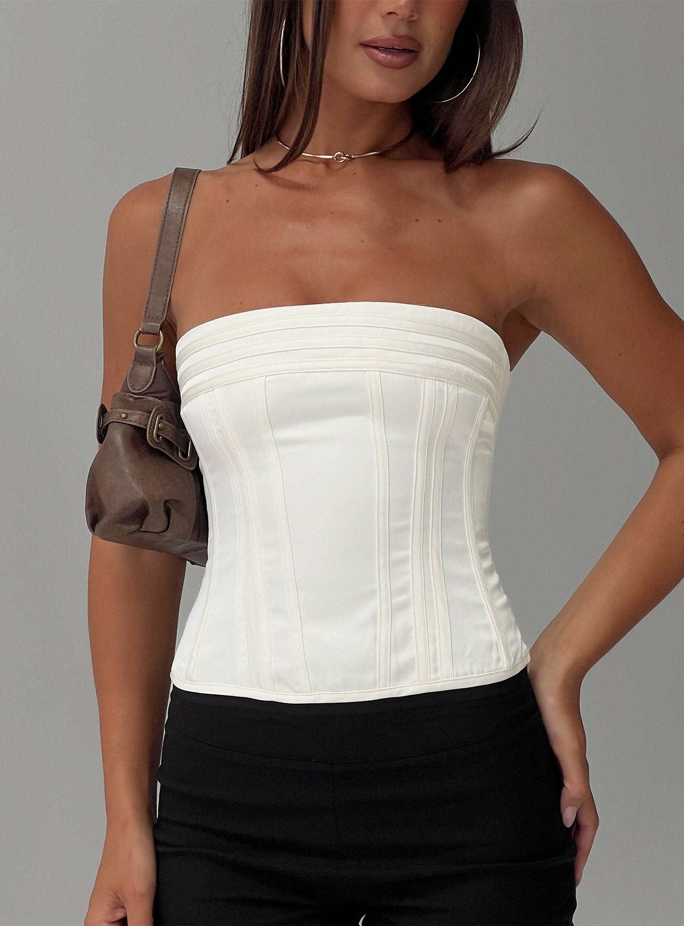 Cecilie Strapless Corset Top Cream - Image 9