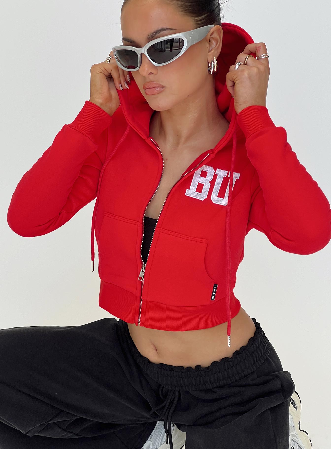 Bu Mia Zip Sweater Red