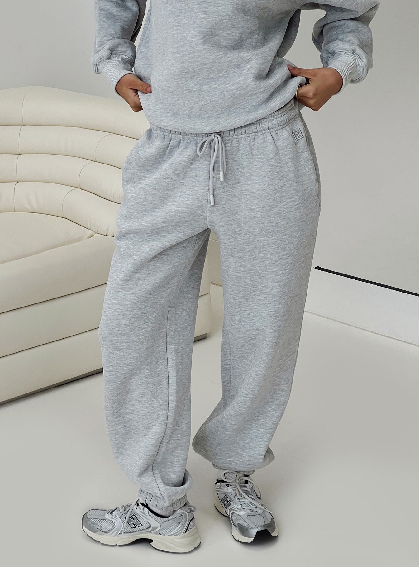 Dream Fleece Ankle Cuff Sweatpants Grey Marle - Image 8