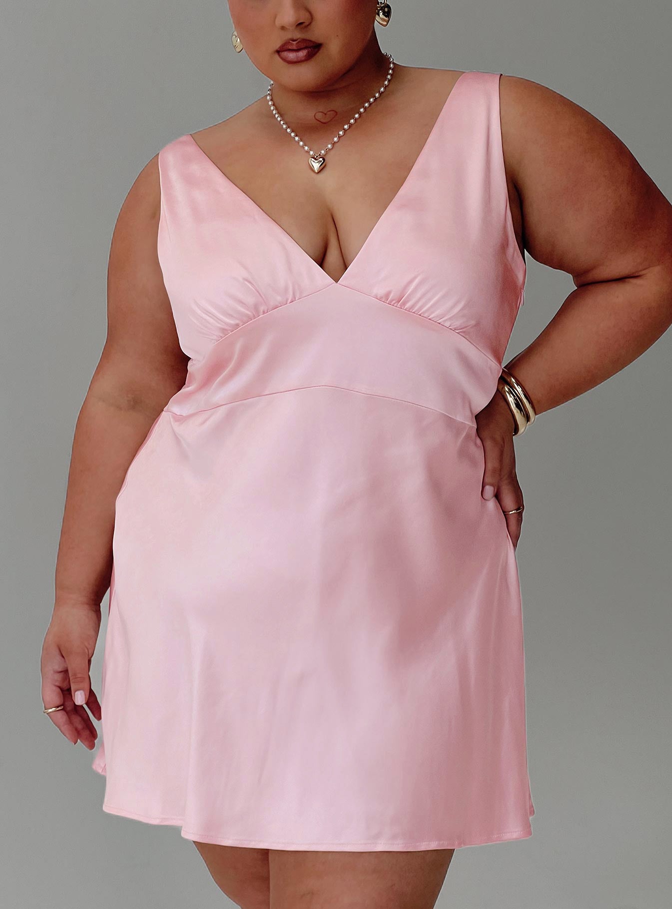 Birdette Plunge Mini Dress Pink - Image 5