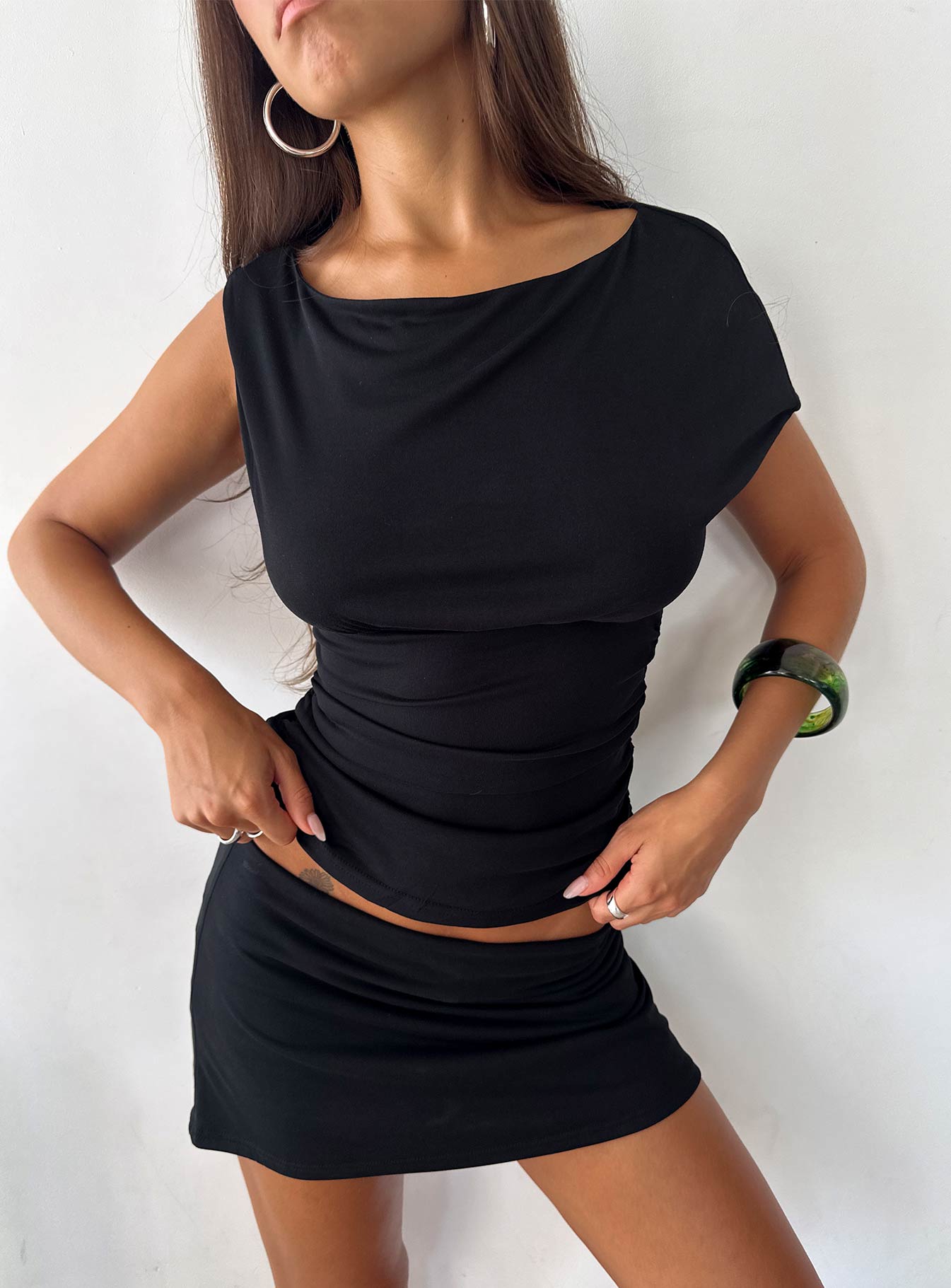 Alternative view of Emelyne Cinched Waist Top Black