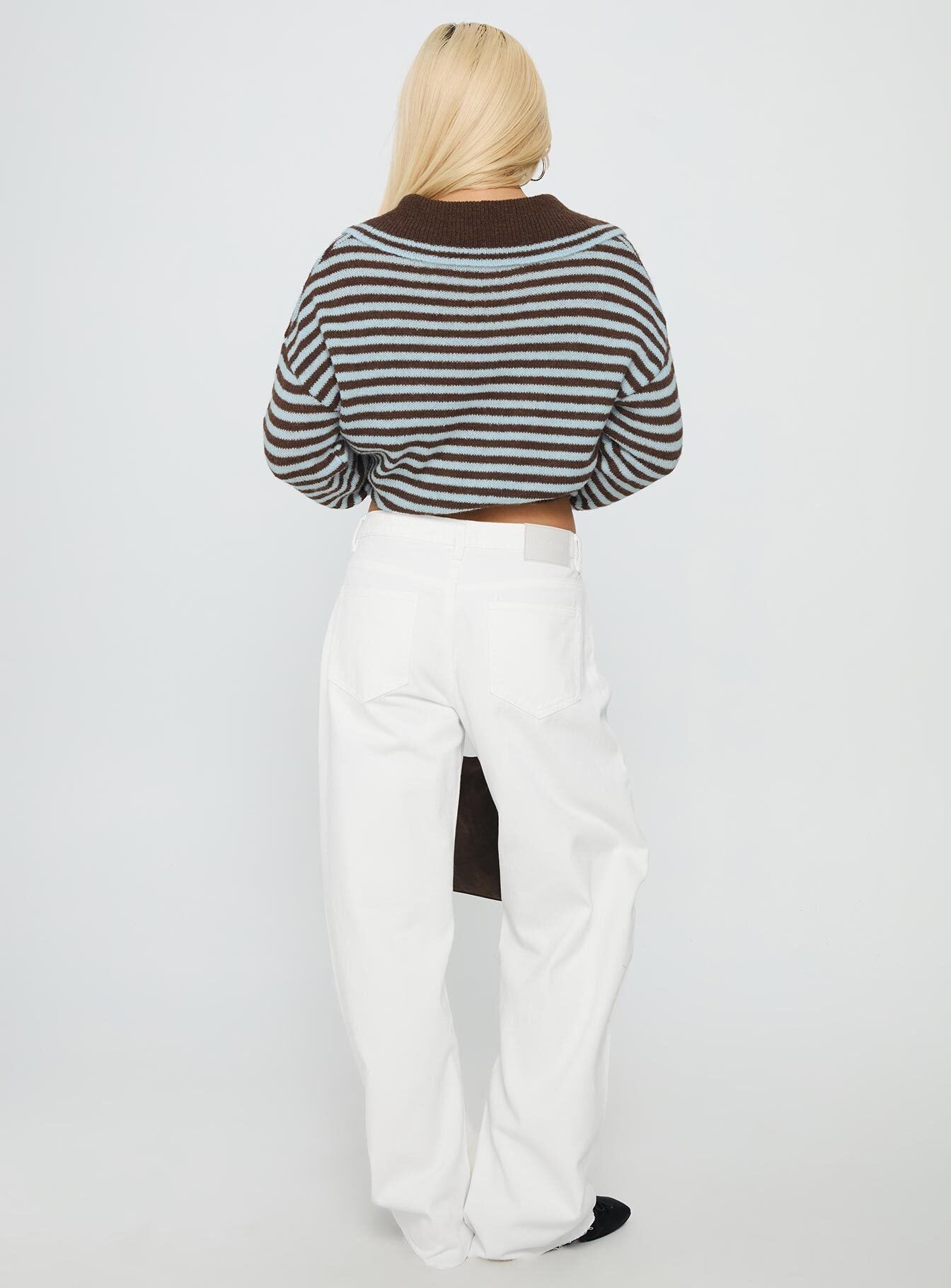 Kaio Mid Rise Barrel Leg Denim Jeans White - Image 5