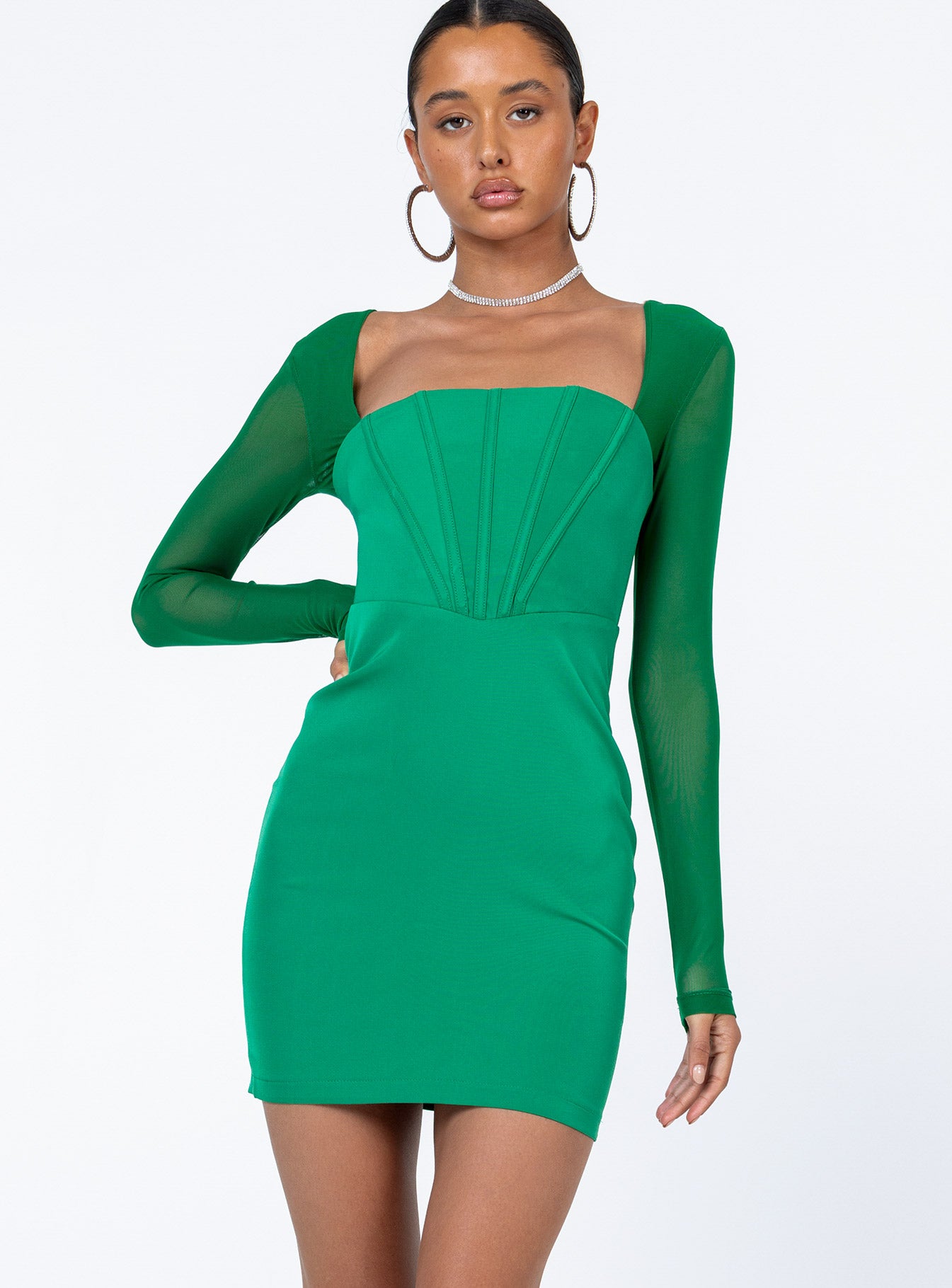 Alternative view of Austin Long Sleeve Mini Dress Green
