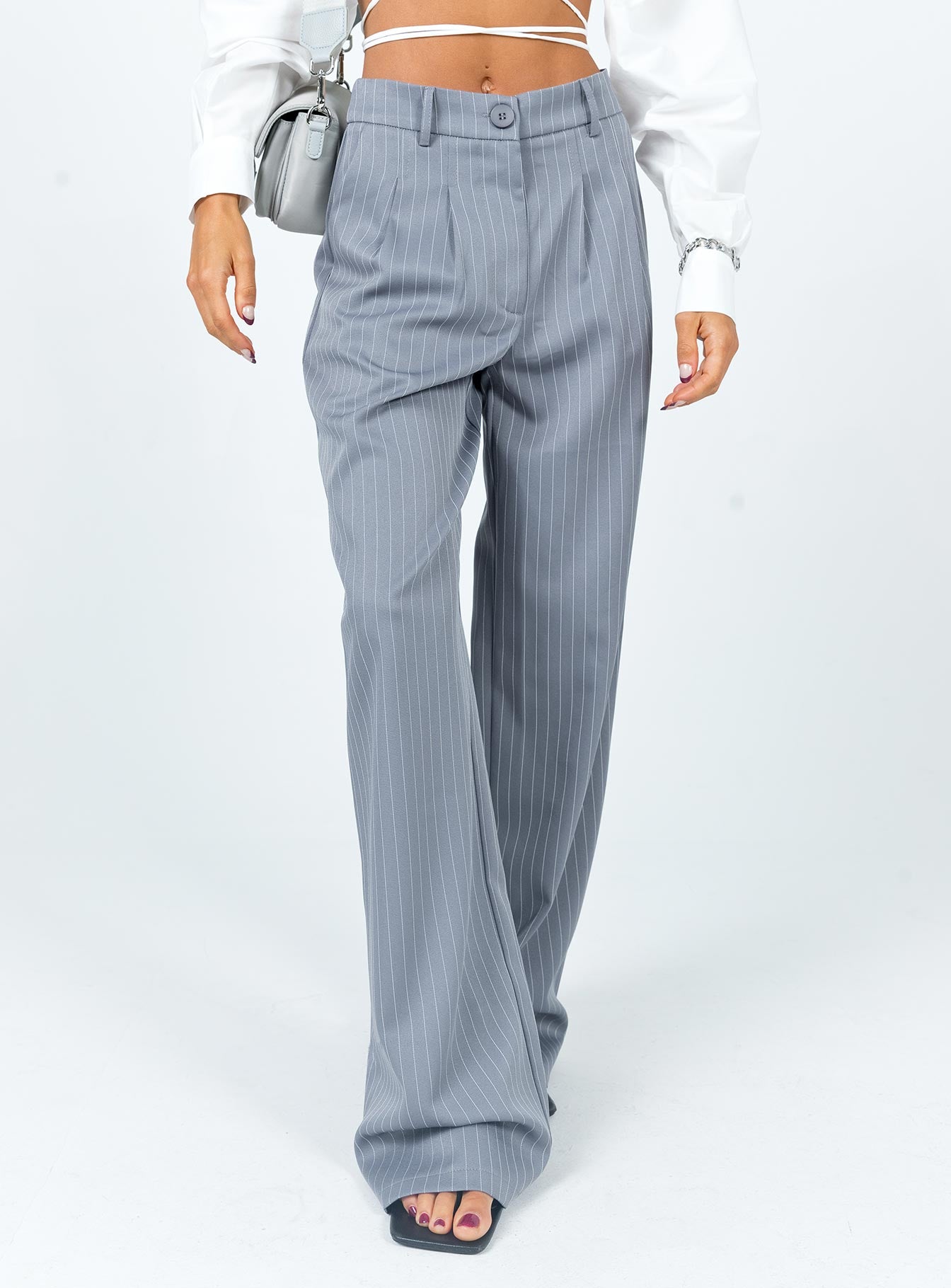Alternative view of Archer Pants Pinstripe Grey Petite