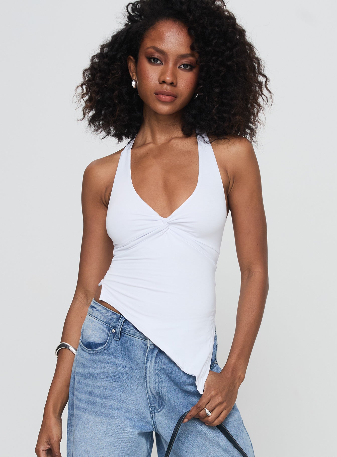 Alternative view of Chilli Halter Top White