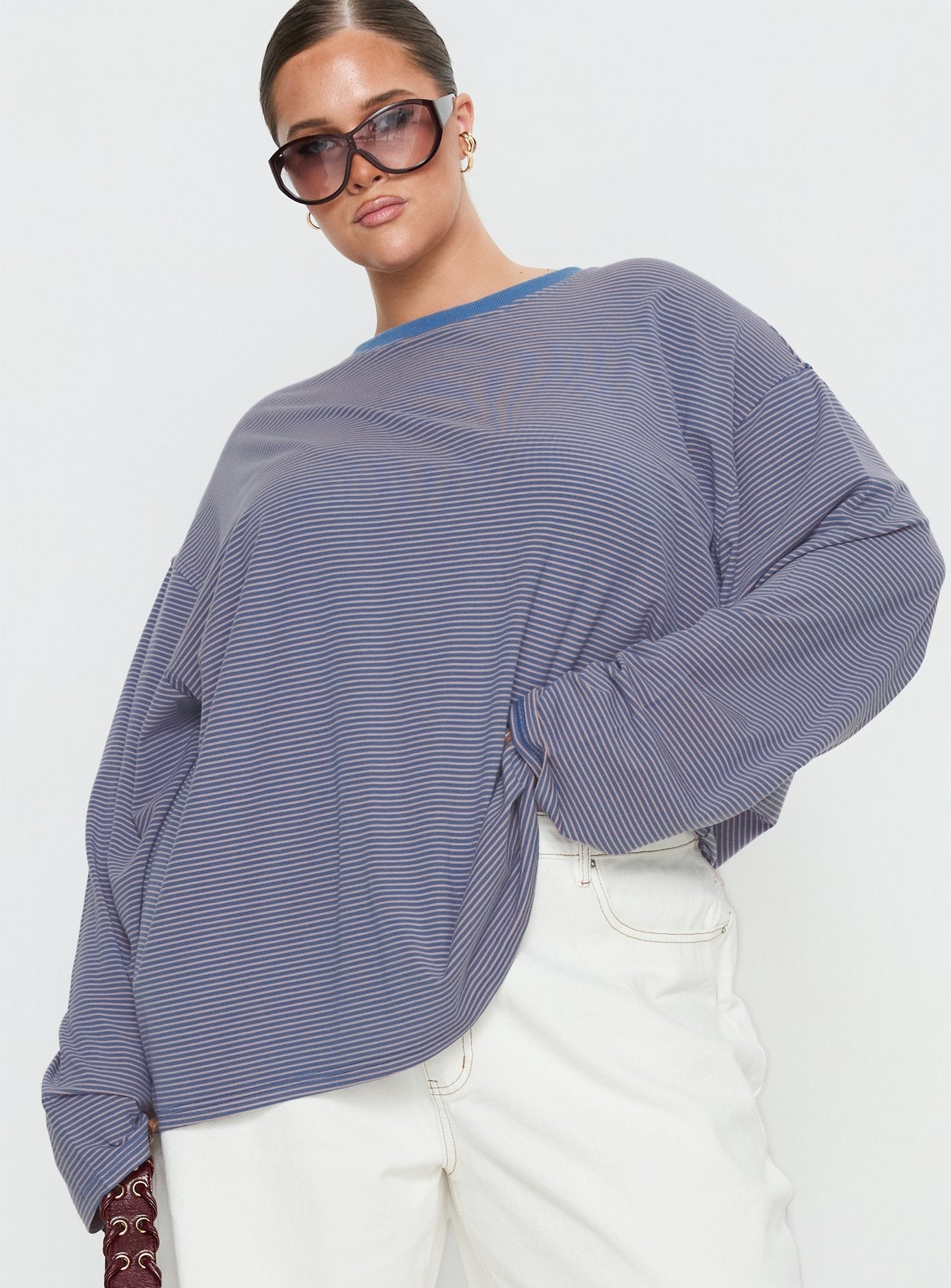Marlah Long Sleeve Top Blue Stripe Curve - Image 2