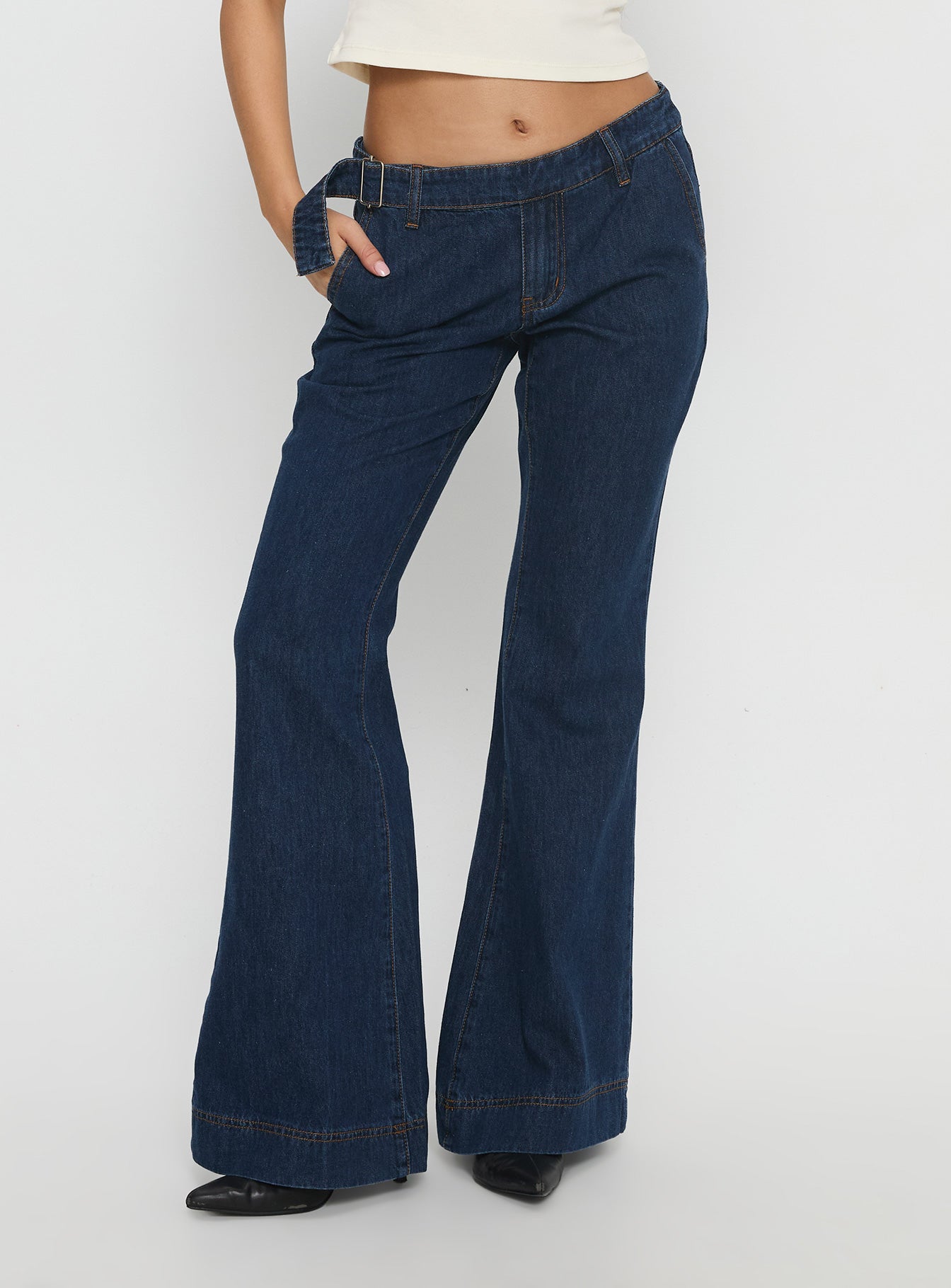 Alternative view of Acapulco Low Rise Flare Jeans Dark Blue Wash