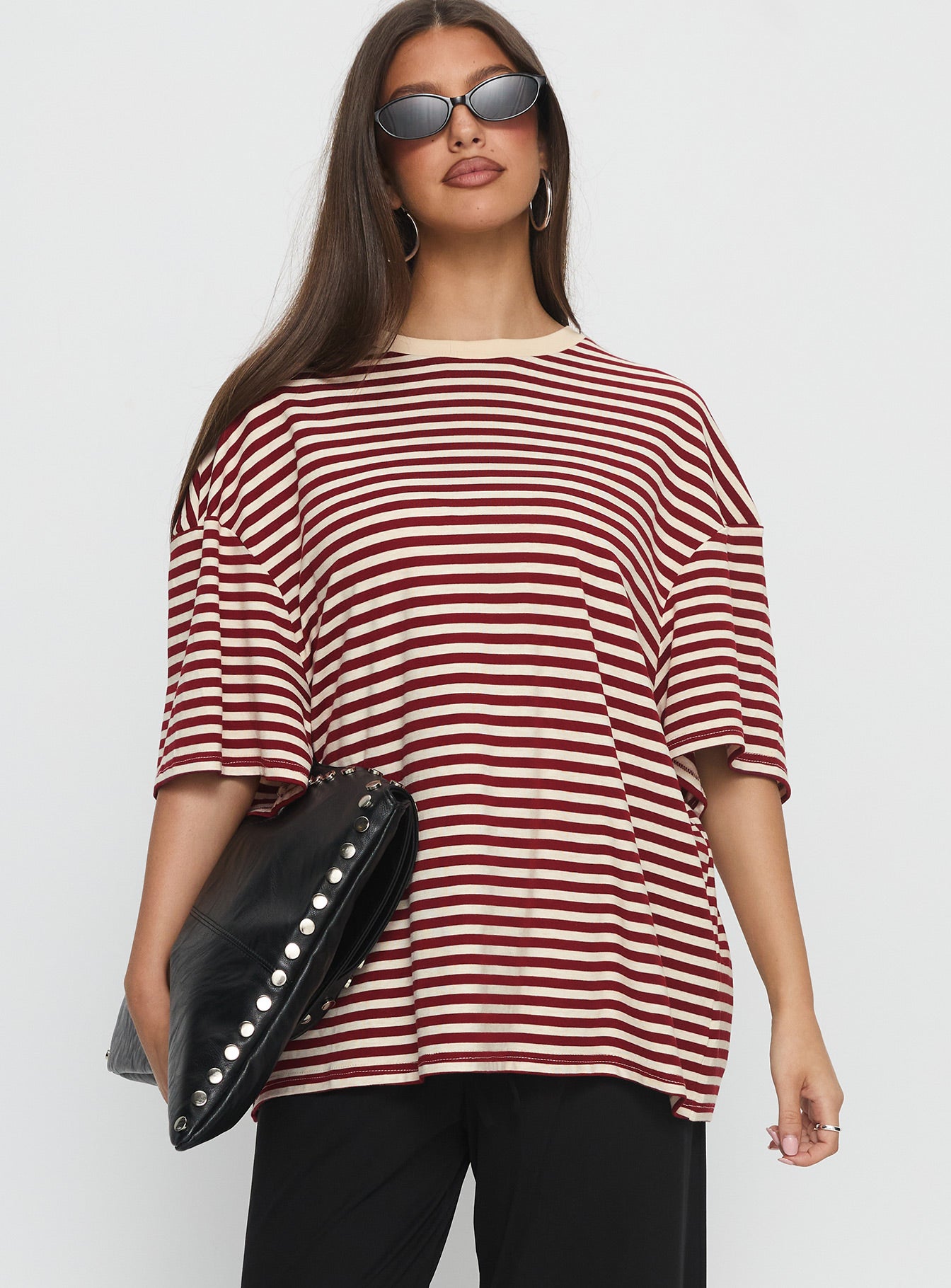 Alternative view of Kieryn Oversized Top Red Stripe