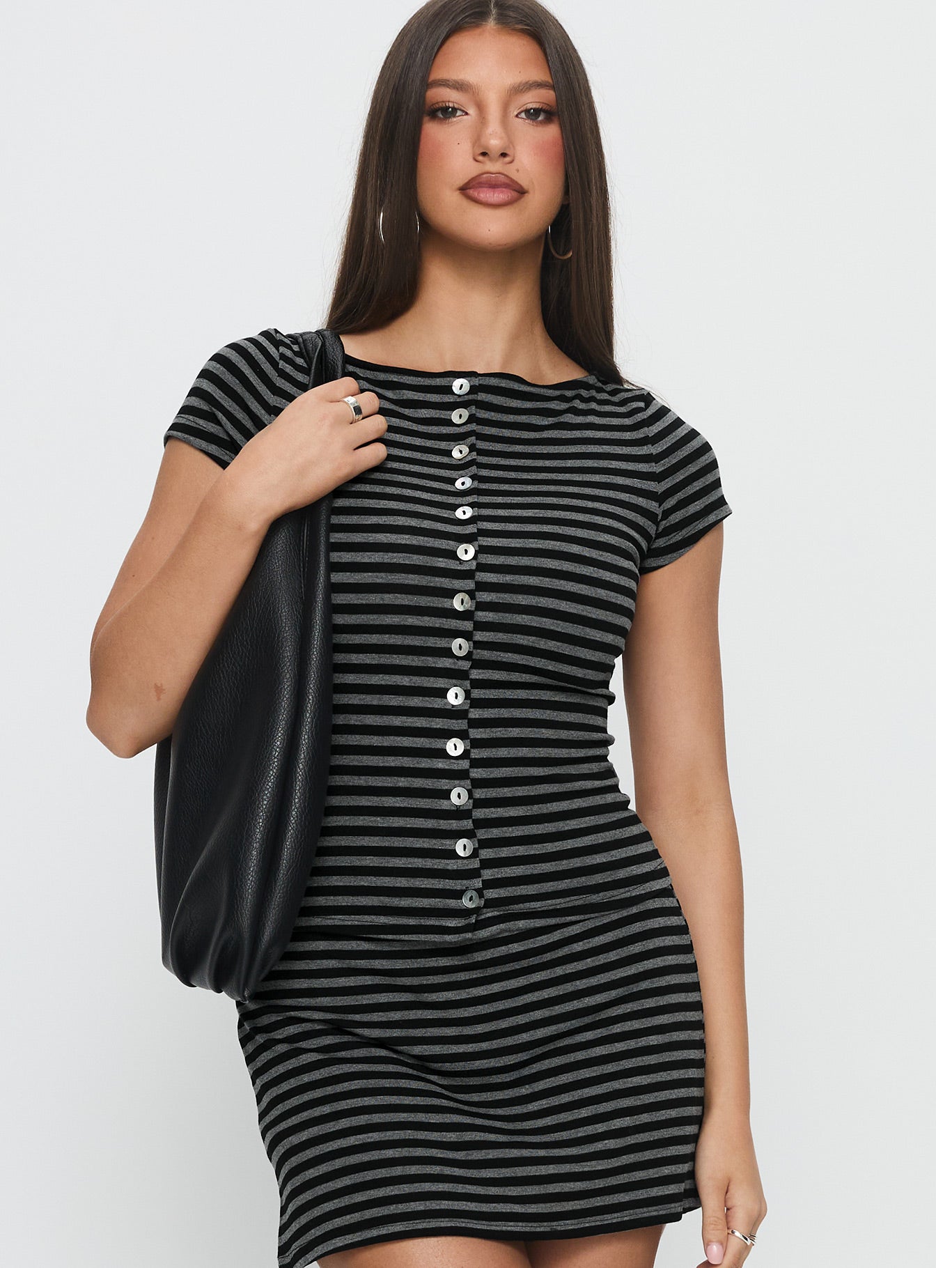 Alternative view of Angellina Jersey Button Down Top Stripe