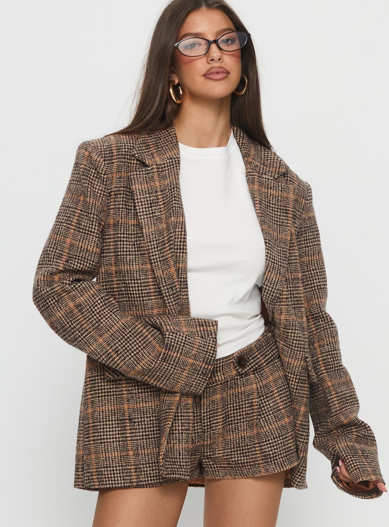 Alternative view of Ayvanna Oversized Blazer Brown Plaid