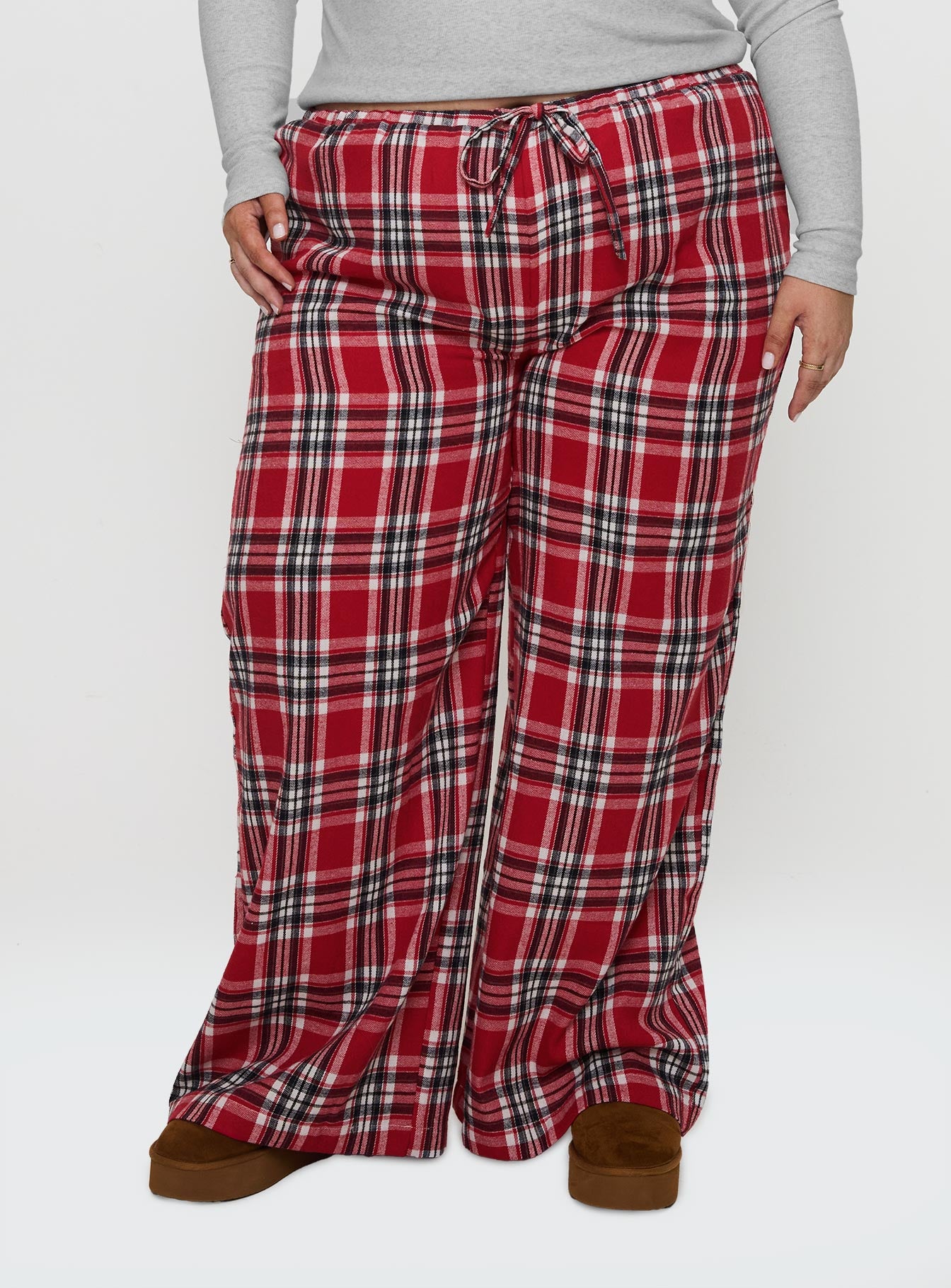 Alternative view of In The Morning Sleep Pant Red Check Curve