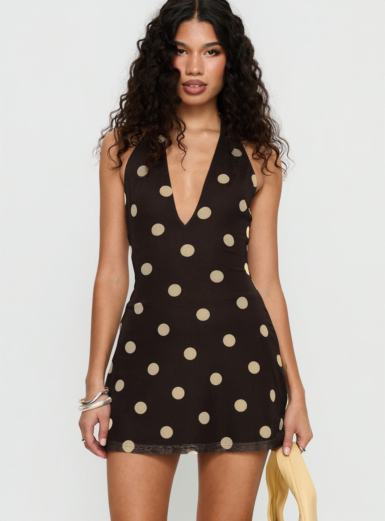 Alternative view of Hollywood Hills Plunge Neck Playsuit Brown Polka