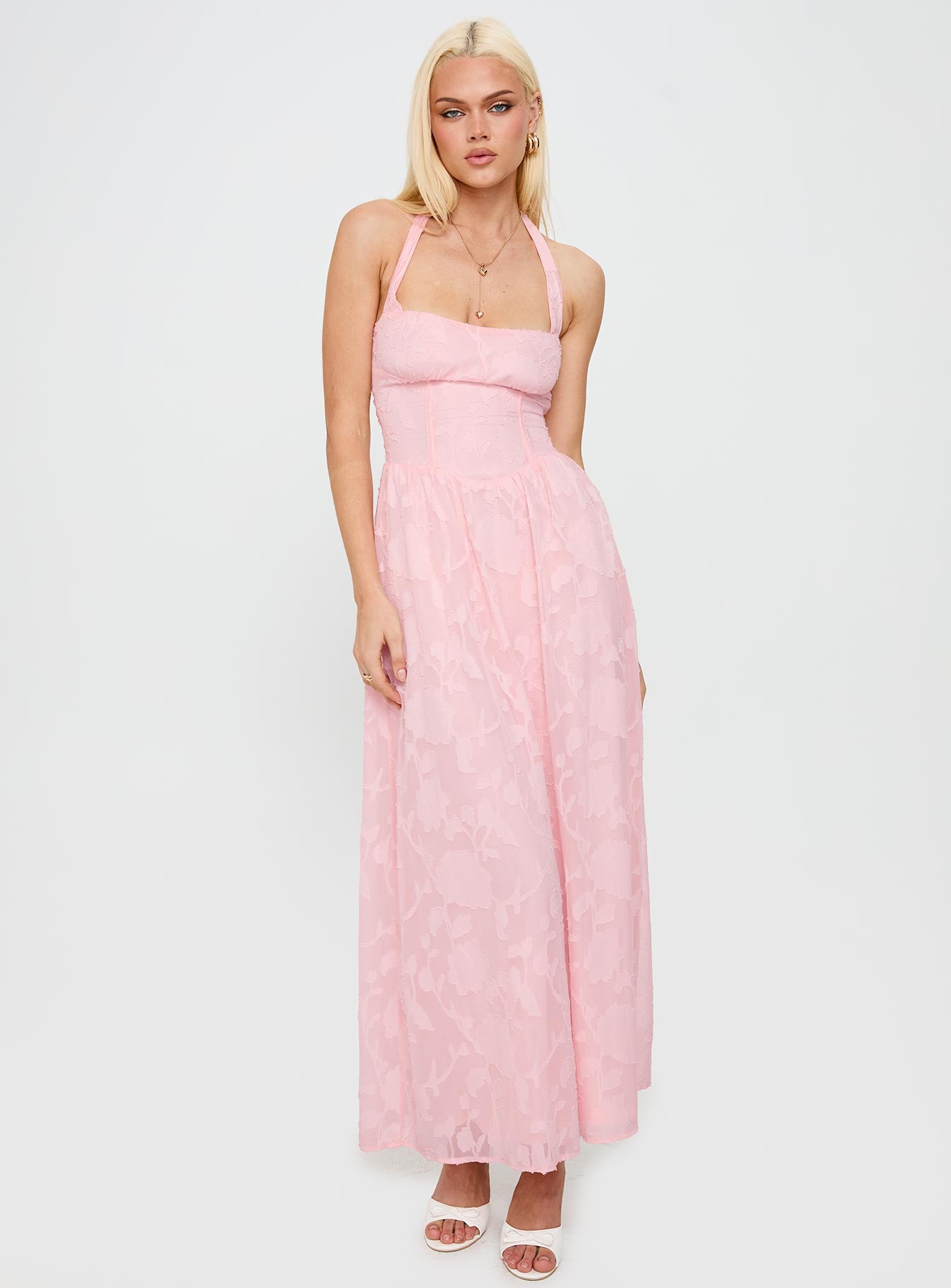 Alternative view of Fransiska Burnout Halter Maxi Dress Pink