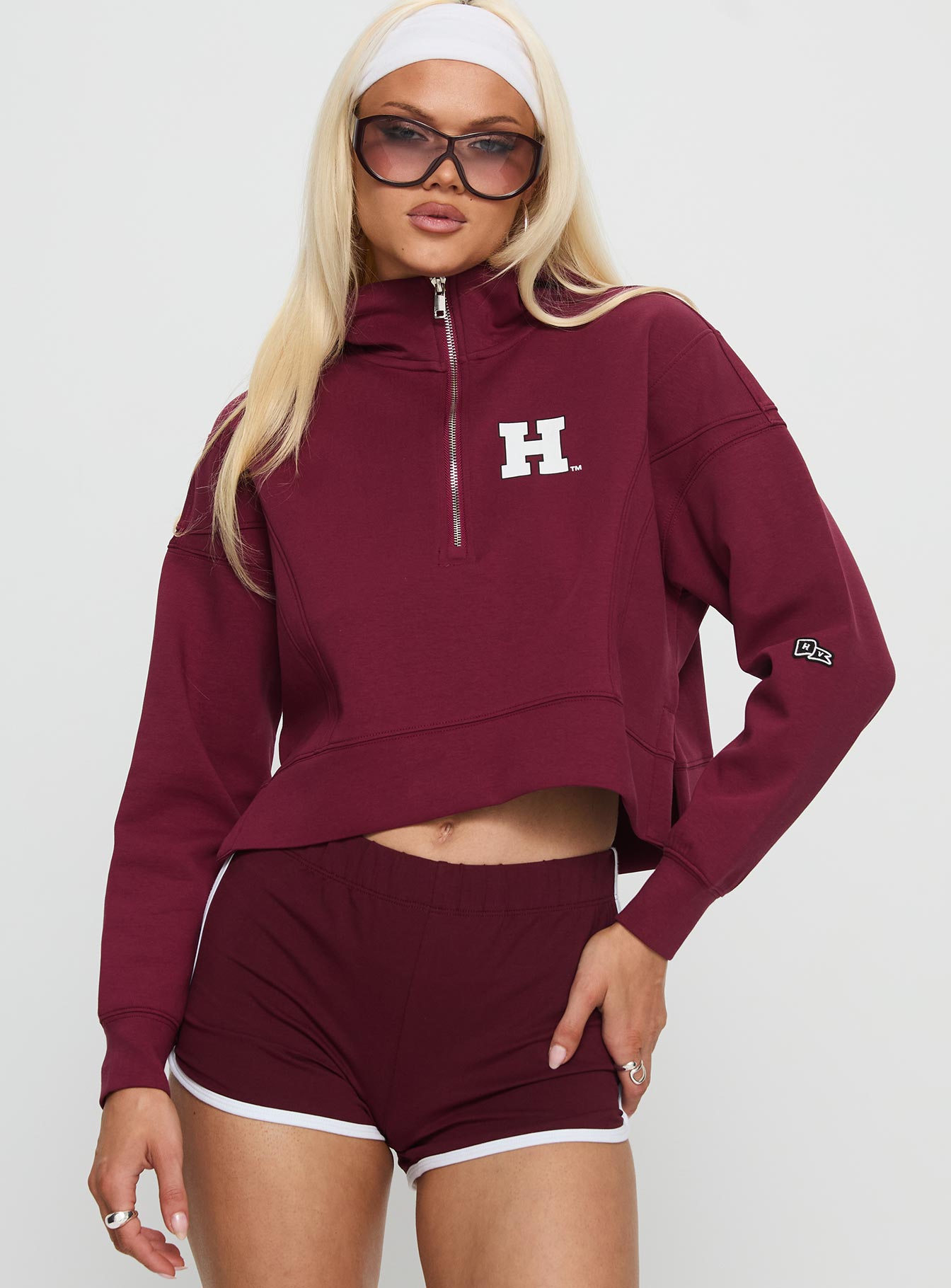 Alternative view of Harvard Buttersport Half-Zip Hoodie Crimson