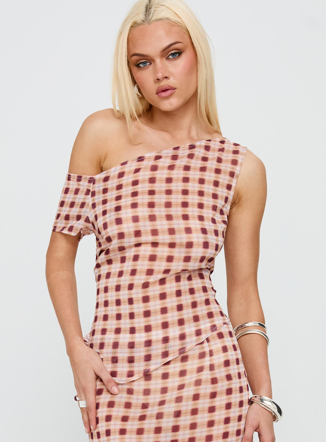 Alternative view of Hea Top Peach Check