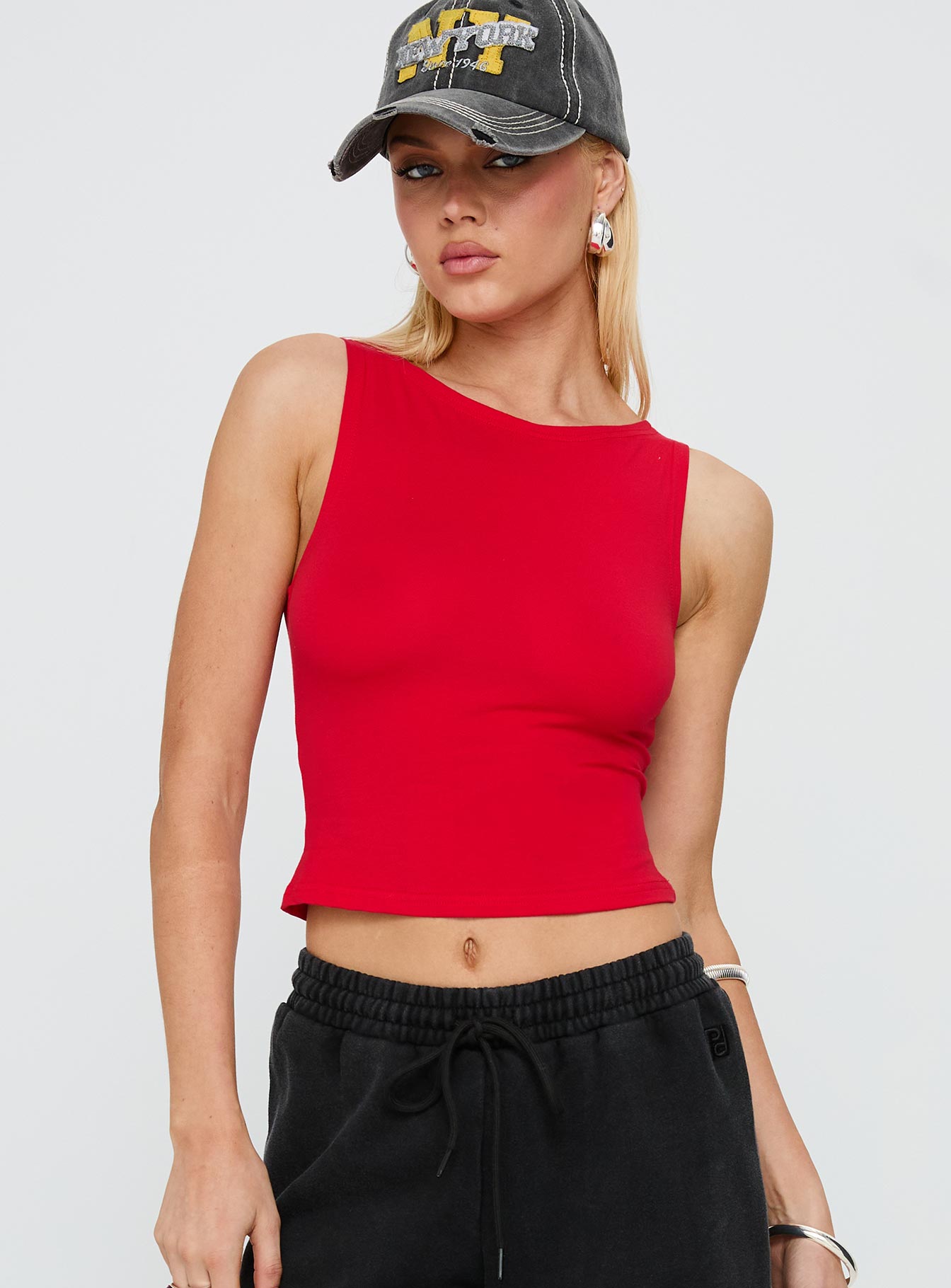 Alternative view of Bleeker High Neck Top Red