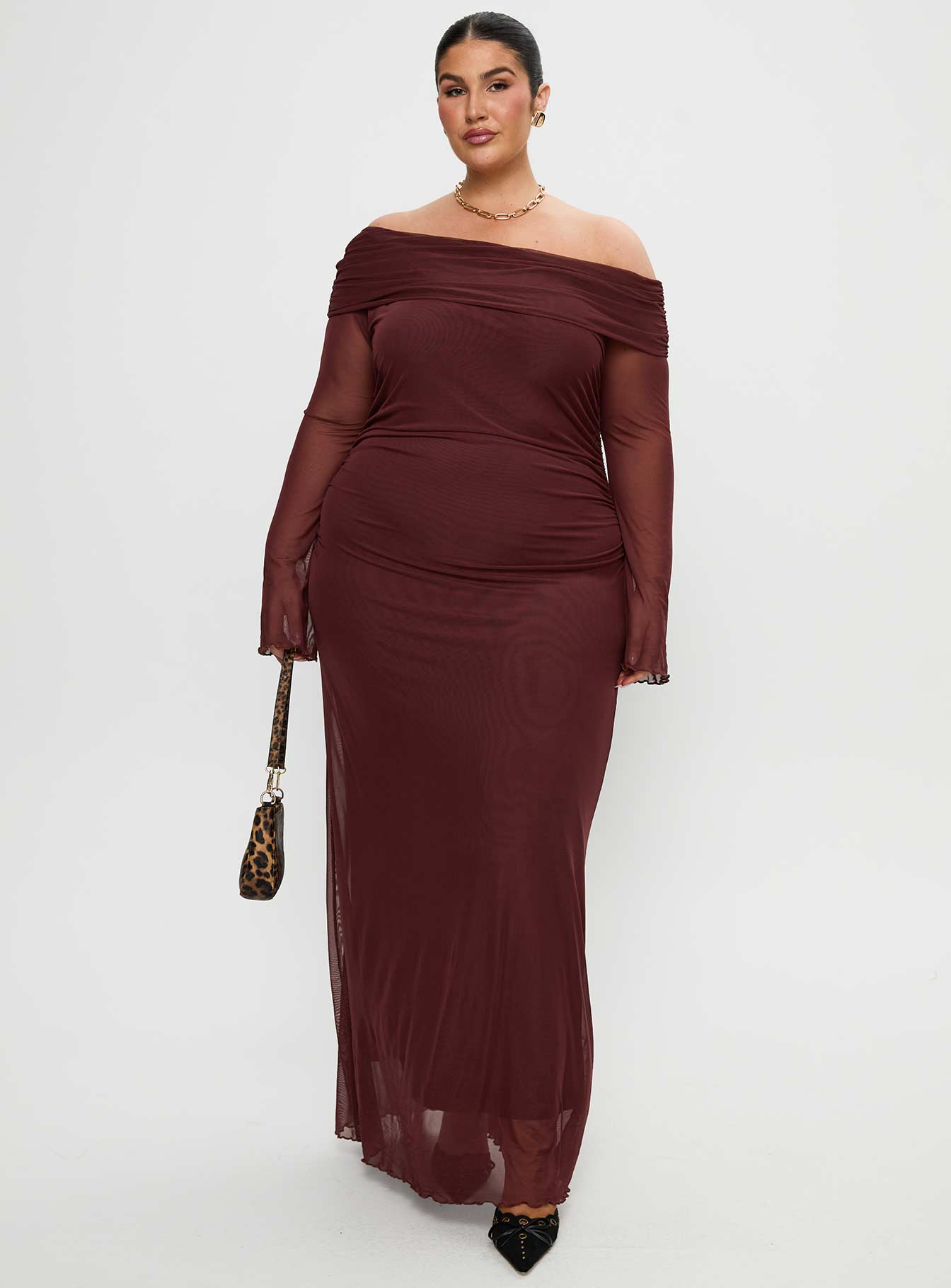 Alternative view of Consideration Long Sleeve Maxi Dress Chocolate Curve