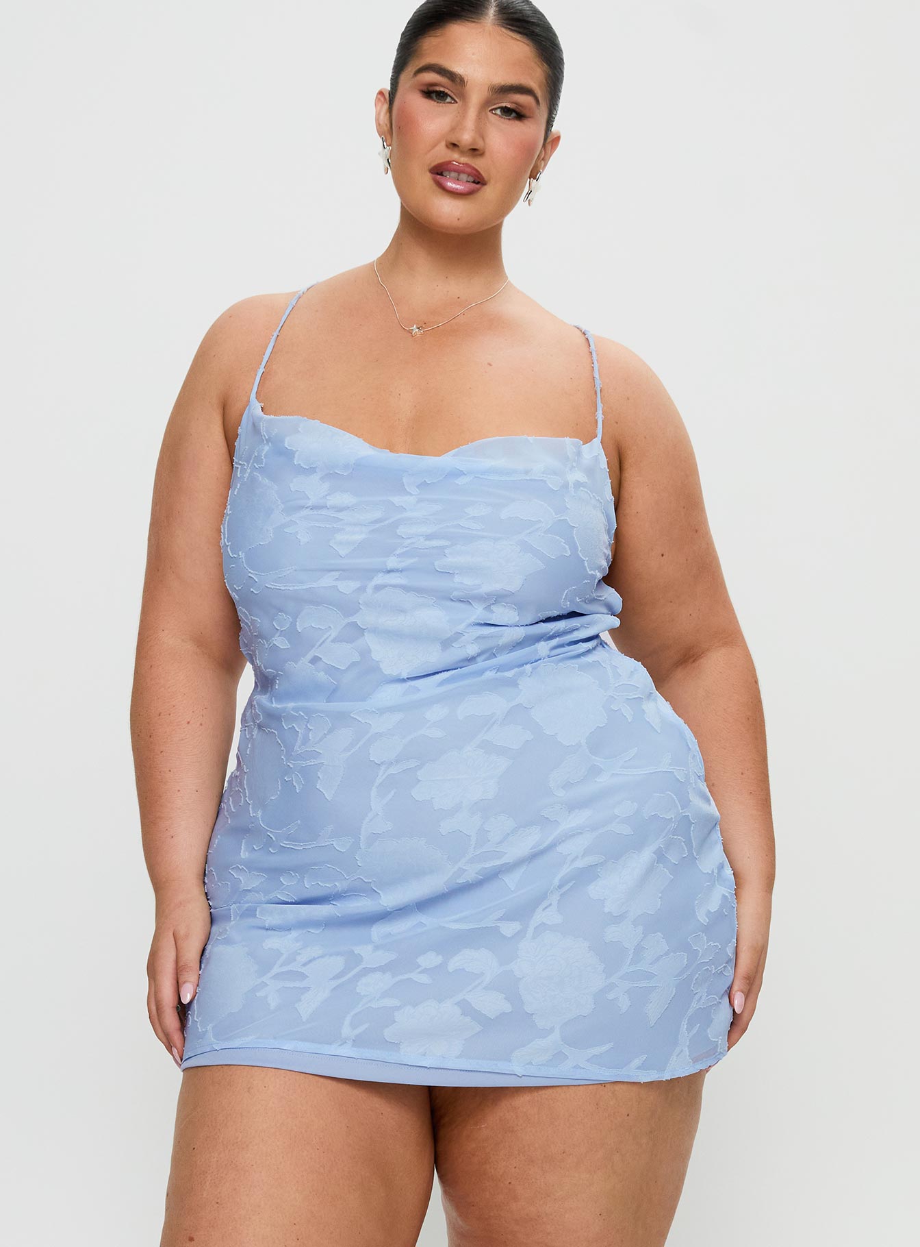 Alternative view of Celena Mini Dress Light Blue Burnout Curve