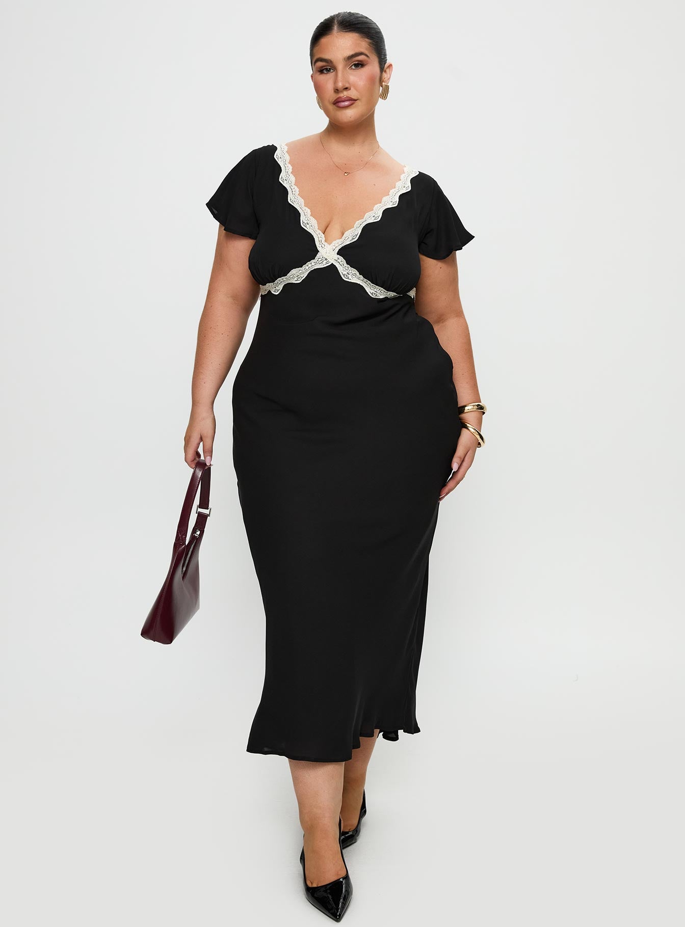 Alternative view of Barbarita Lace Maxi Dress Black Curve